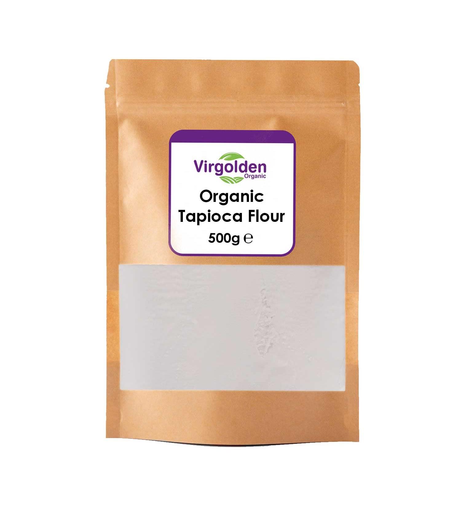 Organic Tapioca Flour 500g by Virgolden Organic - Vegetarian Vegan Ideal for Baking - Buy Online on SooperMarket.com