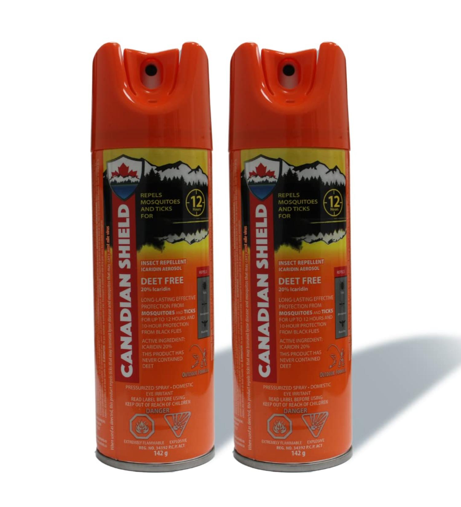 Canadian Shield Mosquito & Insect Repellent | DEET FREE! | 20% Icaridin | Formulated for Hunting Fishing Camping Family Fun and anything Outdoors | 12 Hours of Protection (142G) Aerosol (2 PACK) - Buy Online on SooperMarket.com