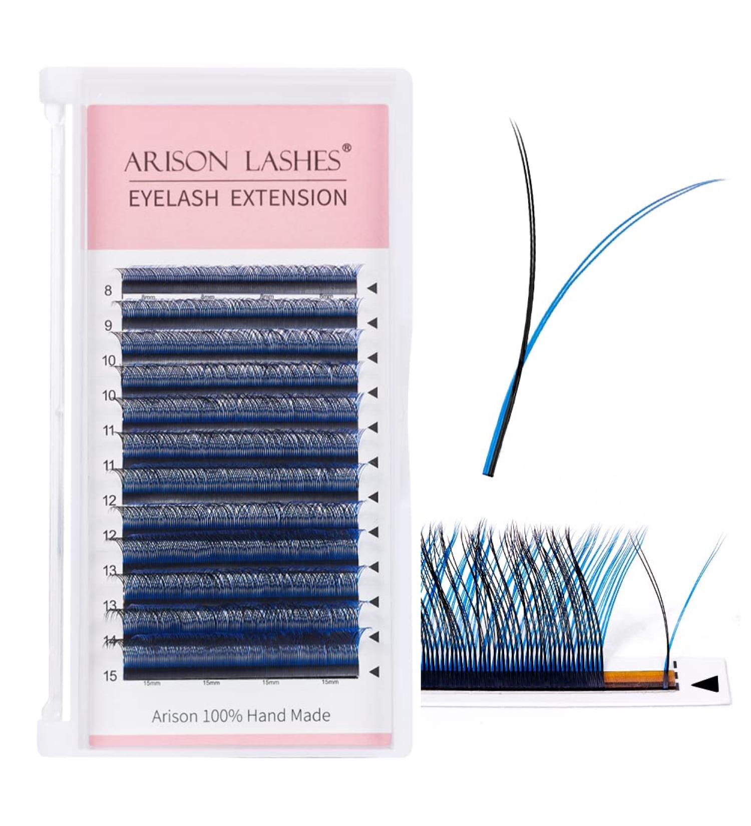 Navy Blue YY Eyelash Extension Lashes D Curl 0.07mm 8-15mm Faux Mink Cluster Lash Extensions - Soft Y Lashes Premade in Navy Blue - Buy Online on SooperMarket.com