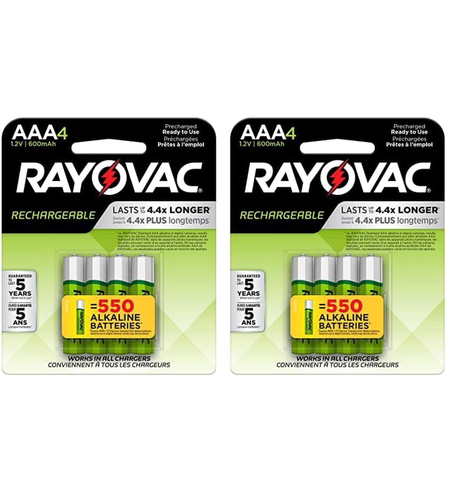 Rayovac AAA Rechargeable Batteries - 4 Count Pack of 2 | Long-lasting Power for All Devices - Buy Online on SooperMarket.com