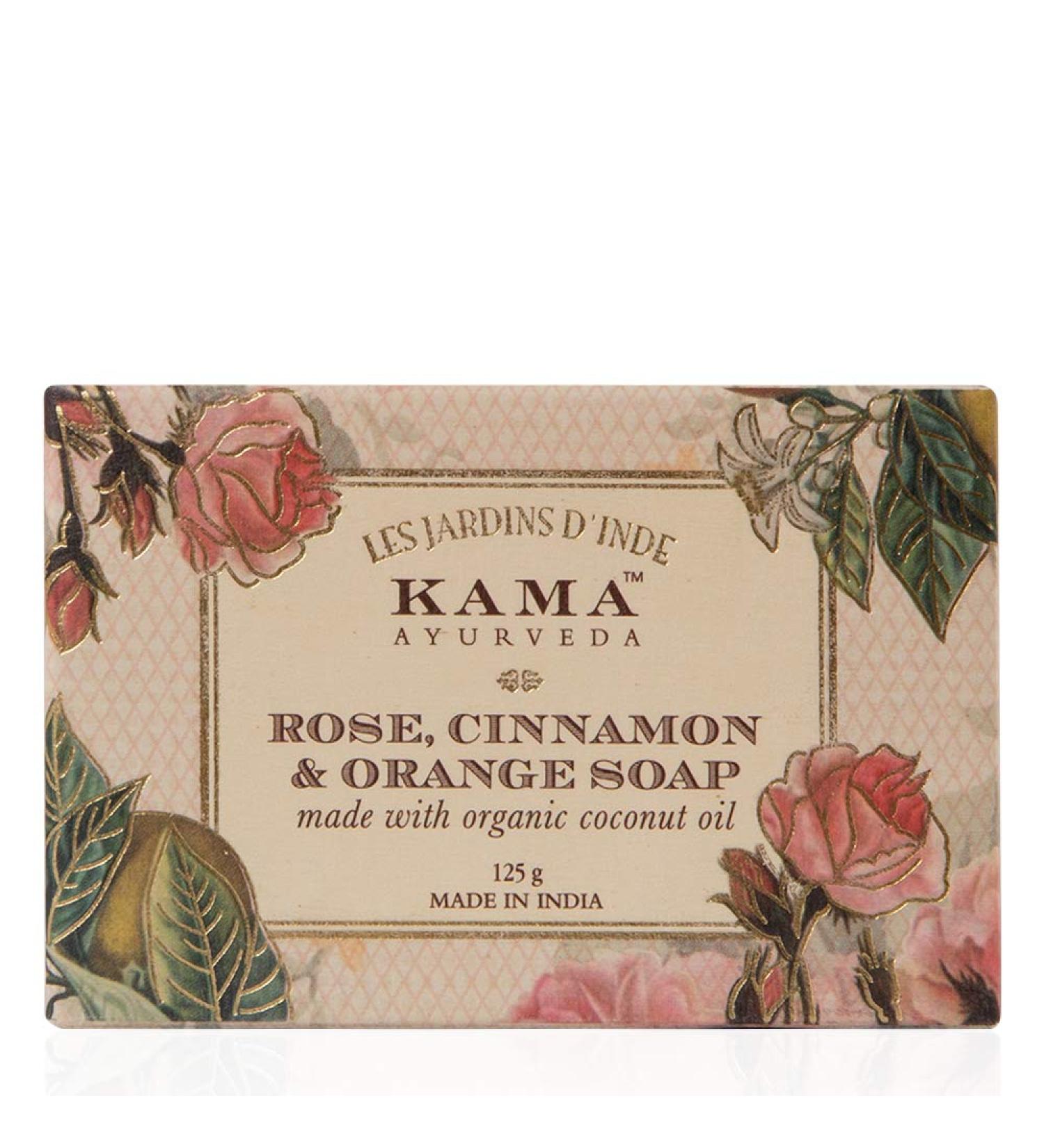 Kama Ayurveda Rose Orange & Cinnamon Soap - Organic Coconut Jojoba & Castor Oils 125g - International Shipping - Buy Online on SooperMarket.com