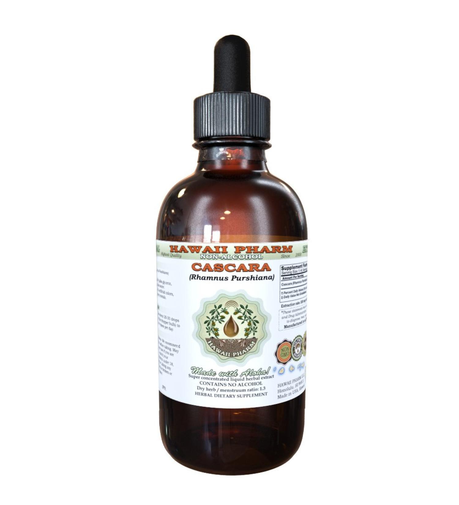 HawaiiPharm Cascara Alcohol-Free Liquid Extract - 2 oz Glycerite of Rhamnus Purshiana Dried Bark - Buy Online on SooperMarket.com
