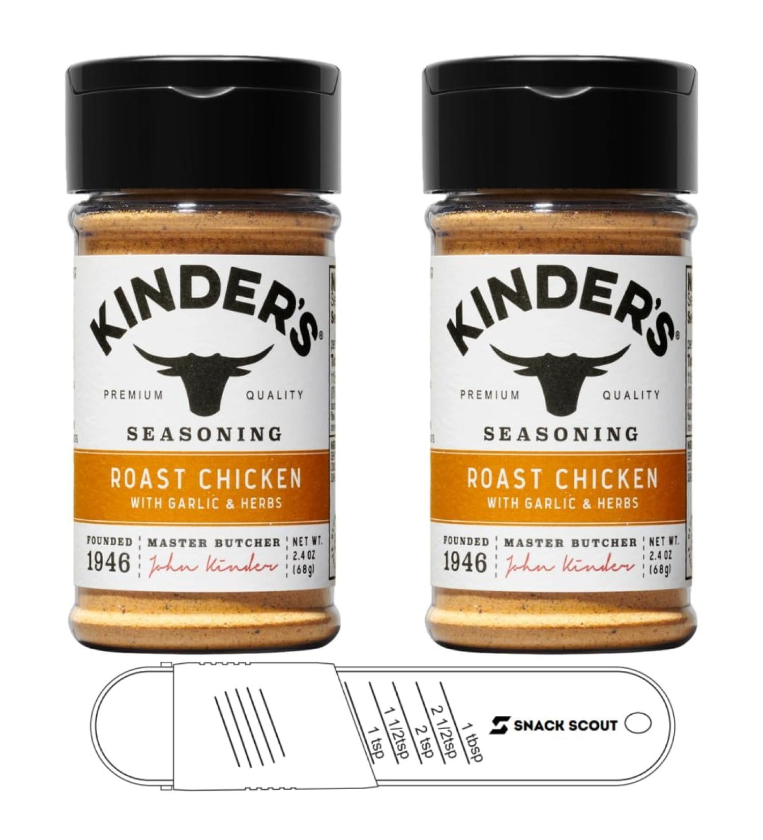 Kinder's Roast Chicken with Garlic and Herbs Seasoning 2.3 oz. Pack of 2 Bundle With Snack Scout Adjustable Measuring Spoon - Buy Online on SooperMarket.com