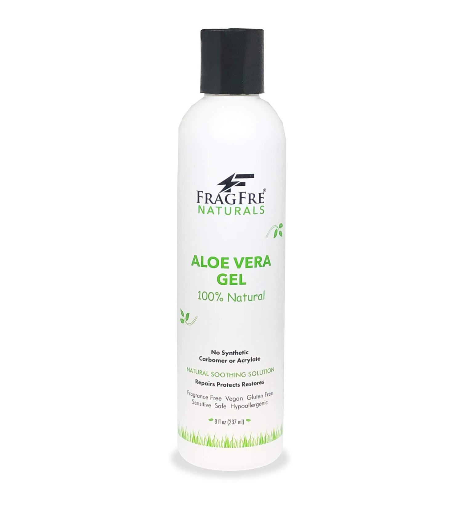 FRAGFRE All-Natural Aloe Vera Gel 8 oz | 100% Natural Soothing Gel for Sunburn Relief | Fragrance Free Vegan Gluten Free - Buy Online on SooperMarket.com