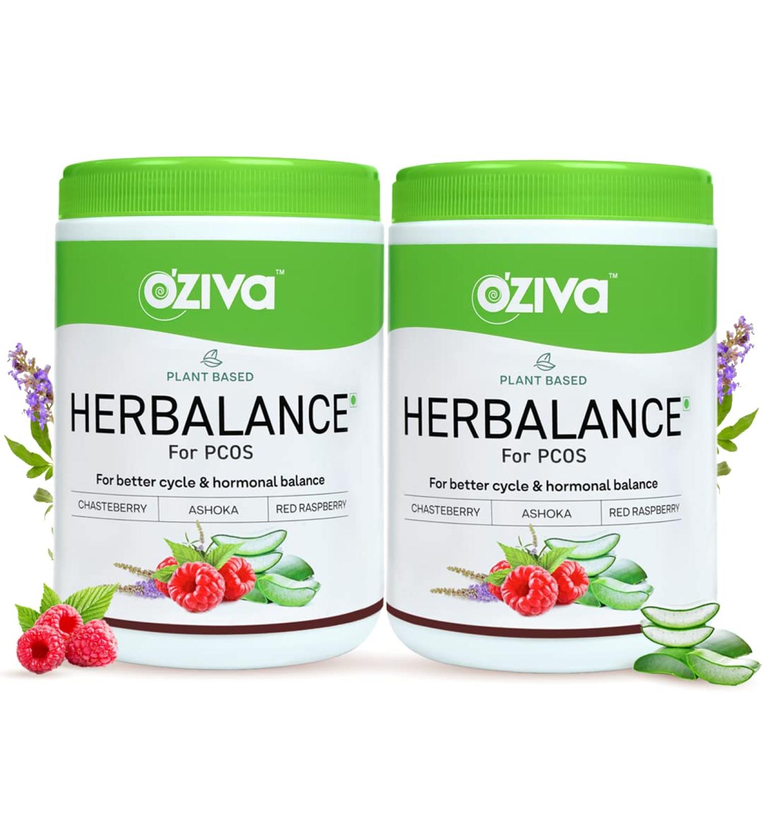 OZiva HerBalance for PCOS (Chasteberry Shatavari Red Raspberry Ashoka) - Hormonal Balance 250g (Pack of 1) - Buy Online on SooperMarket.com