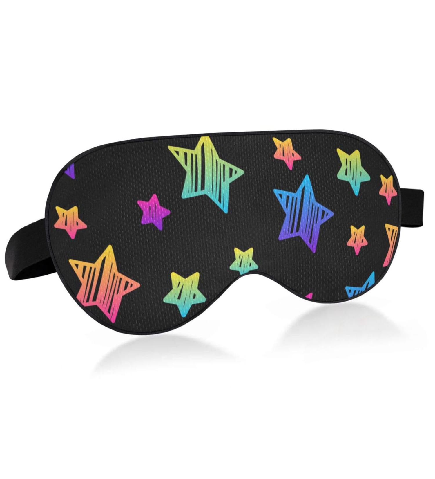 Haskirky Light Blocking Eye Mask - Adjustable for Men and Women | Perfect for Business Trips, Yoga, Meditation, Office Deep Sleep | Rainbow Stars Design - Buy Online on SooperMarket.com