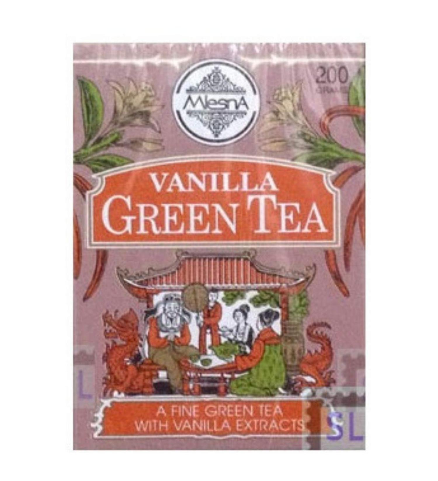 Mlesna Vanilla Flavored Green Tea Loose Tea 200g - Pure Ceylon Finest Green Tea with Vanilla Extracts Tea Box 7 oz