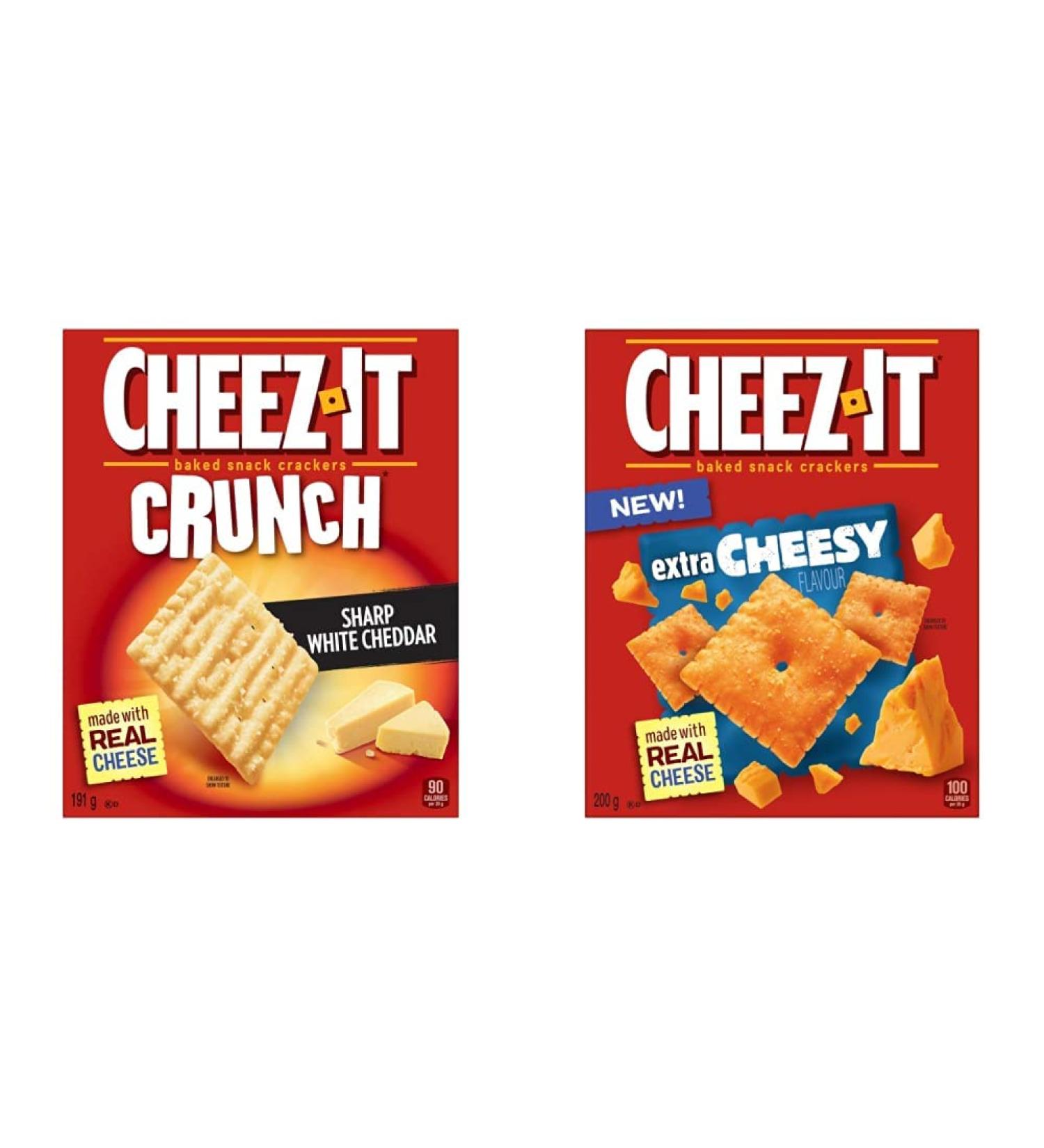 Cheez-It Crunch Sharp White Cheddar 191 Grams & Baked Snack Crackers Extra Cheesy Flavour 200 gram Sharp White Cheddar + Crackers Extra Cheesy - Buy Online on SooperMarket.com