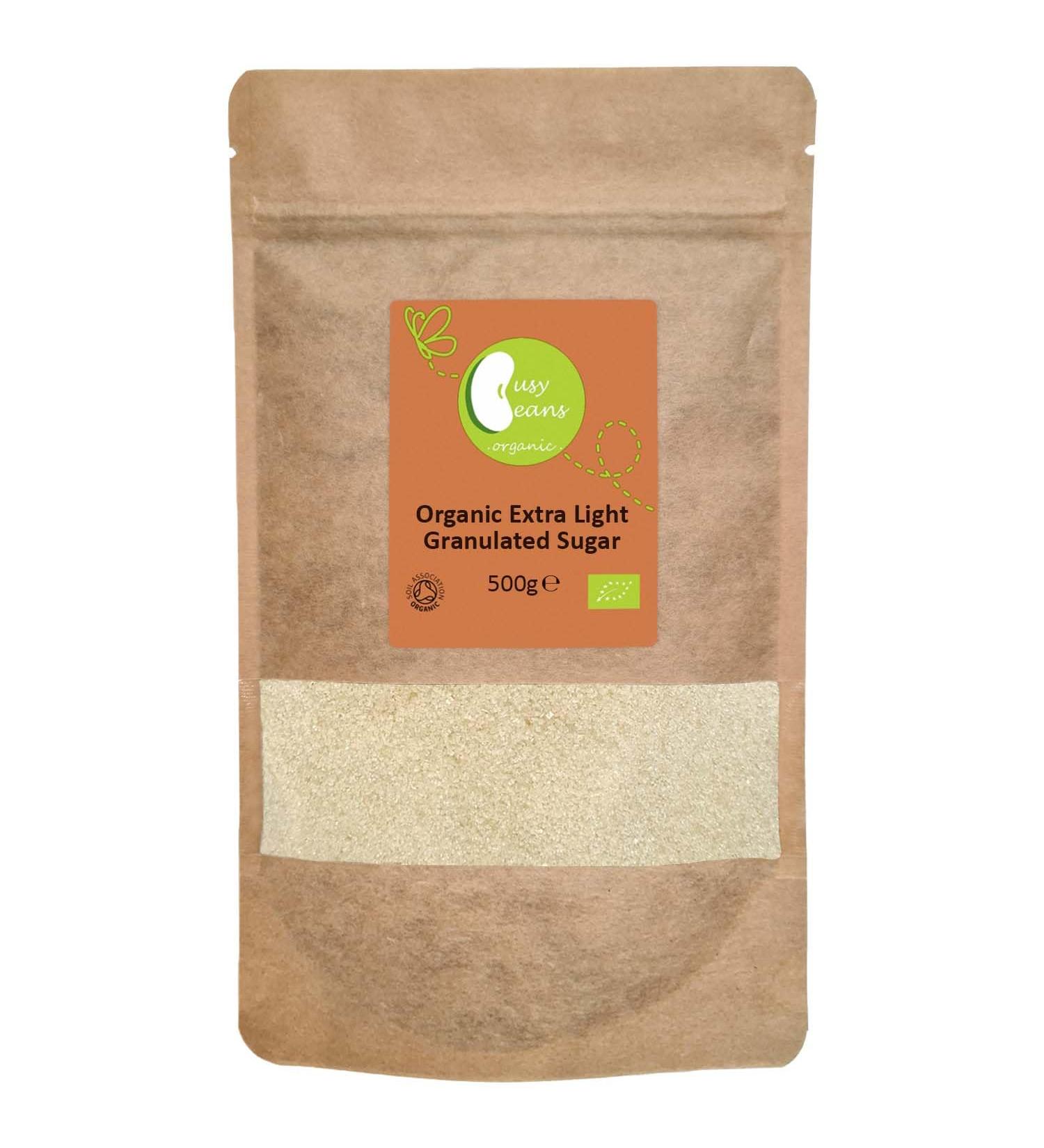 Organic Extra Light Granulated Sugar | by Busy Beans Organic (500g) - Buy Online on SooperMarket.com