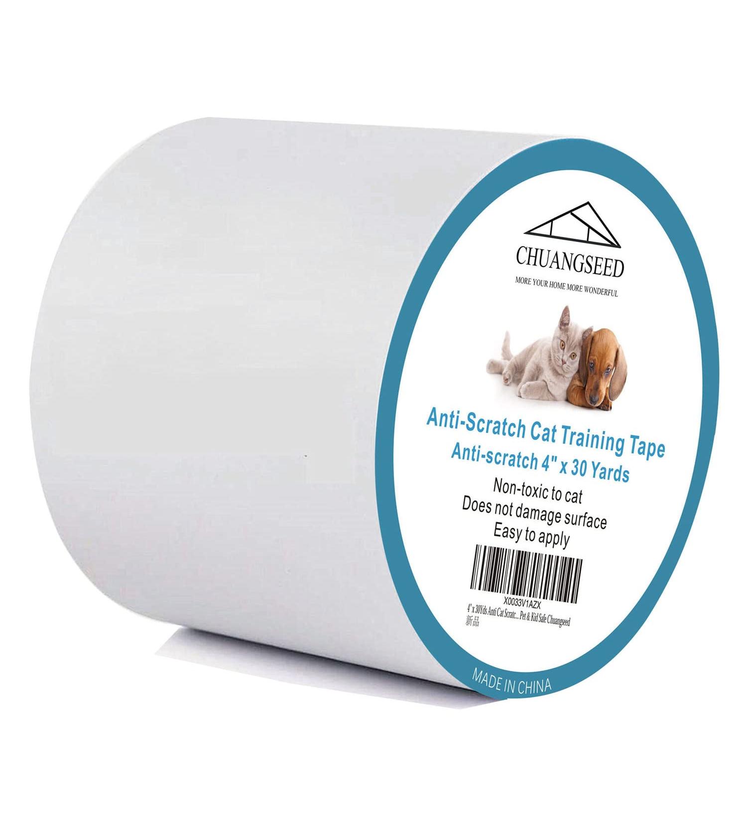 Cat Scratch Deterrent Tape - 4 x 30Yds Transparent Double Sided | Furniture Protector for Couch, Carpet, Doors | Pet & Kid Safe - Buy Online on SooperMarket.com