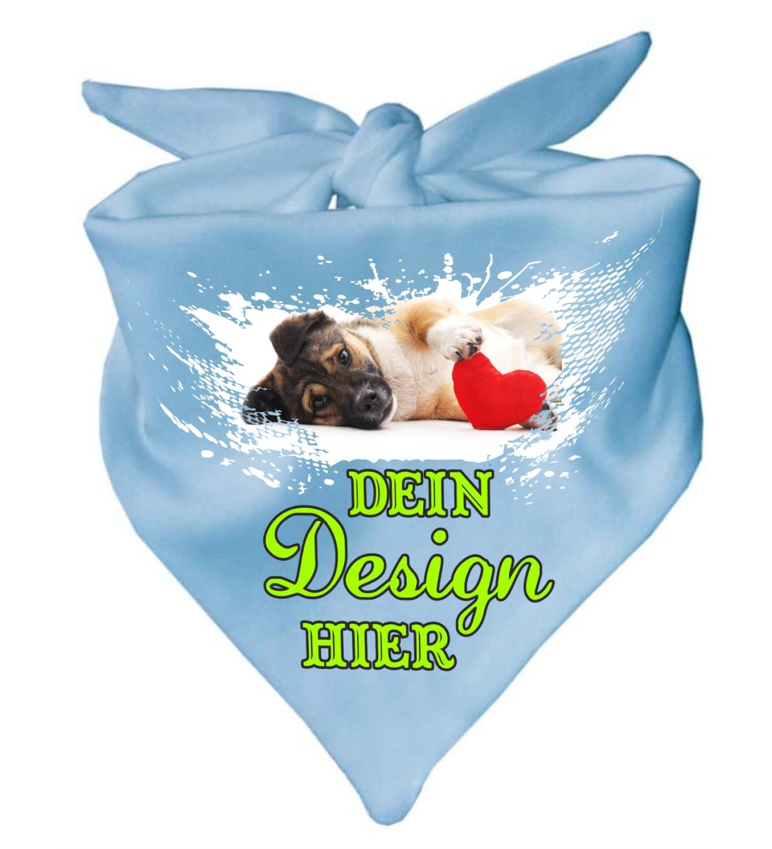 Personalized Little Fratz Dog Triangular Scarf - Light Blue (55 cm) - Custom Motif Available - Buy Online on SooperMarket.com
