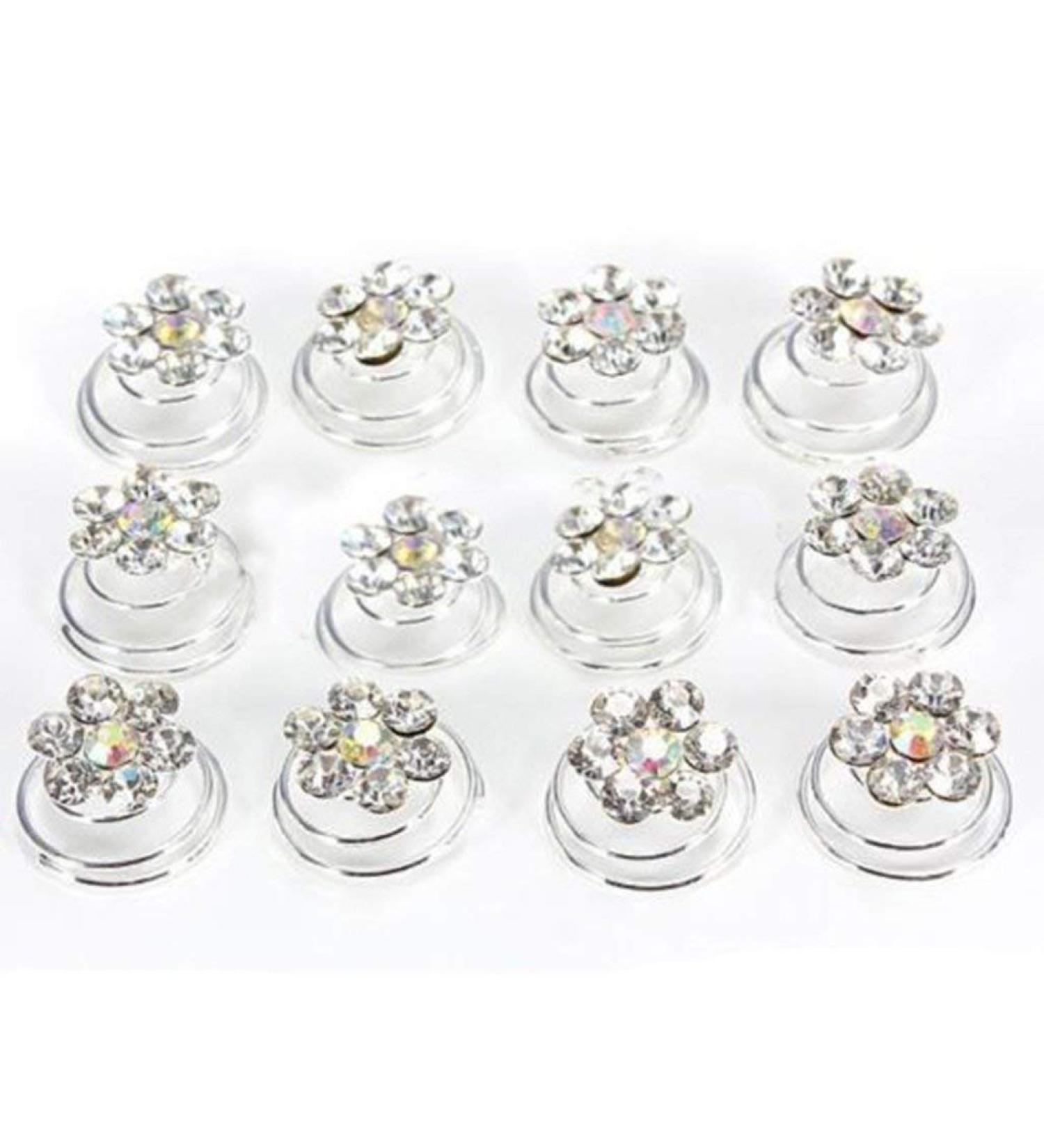 12pcs Clear Crystal Swirl Hair Twists Coils - Fashion Hair Pin Clips - Buy Online on SooperMarket.com