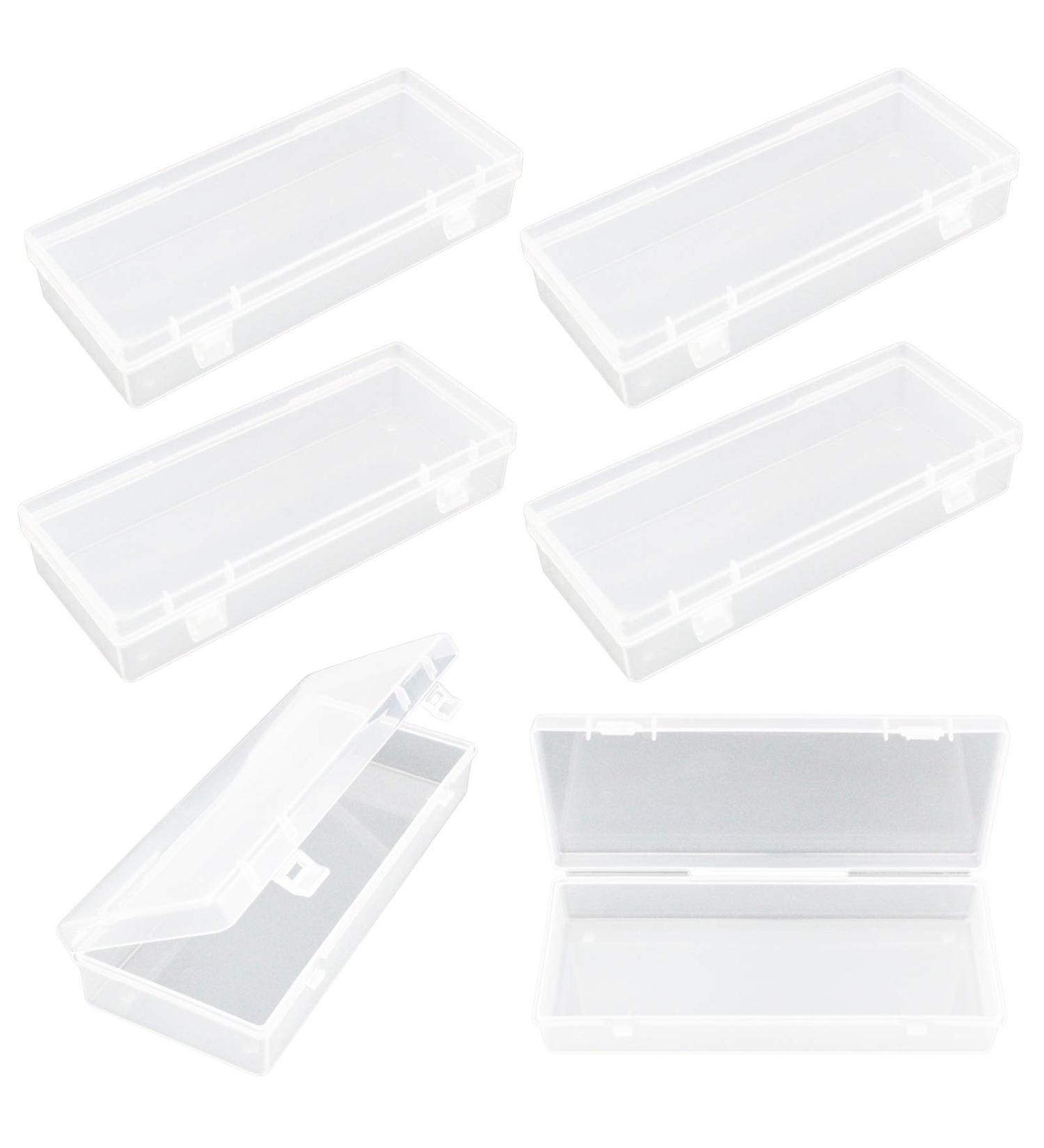 Thintinick 6 Pack Clear Plastic Storage Containers with Hinged Lid - Ideal for Beads & Crafts - 6.1 x 2.56 x 1.18 inch - Buy Online on SooperMarket.com