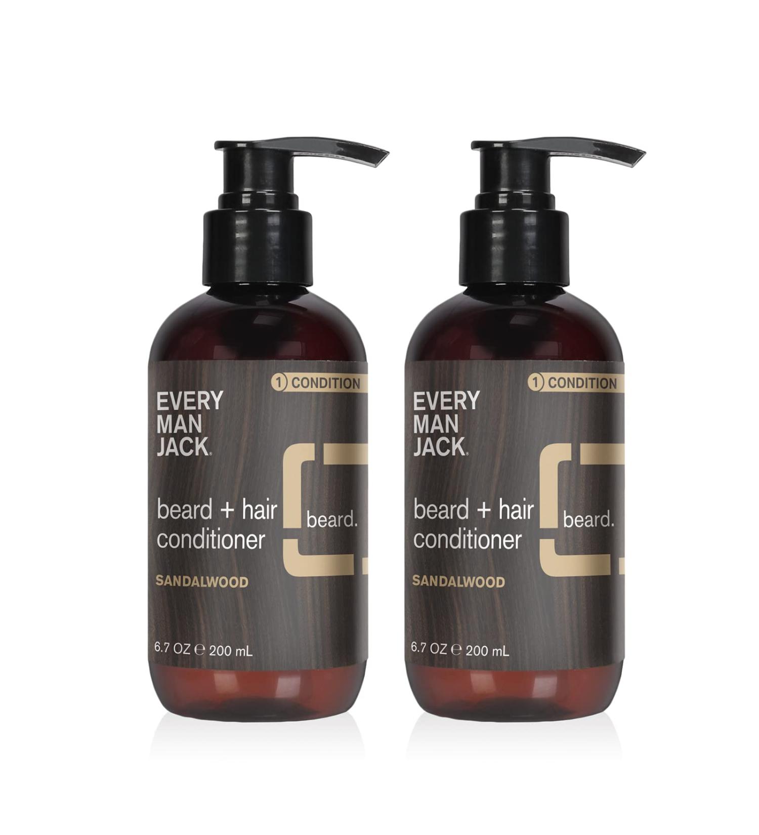 Every Man Jack Beard & Hair Conditioner - Sandalwood Fragrance - Shea Butter & Cocoa Butter - 6.7oz Twin Pack - Buy Online on SooperMarket.com