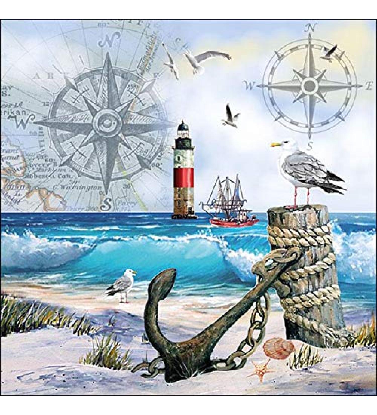 20 napkins moments by the sea | anchor | seagull | beach | maritime 33x33cm