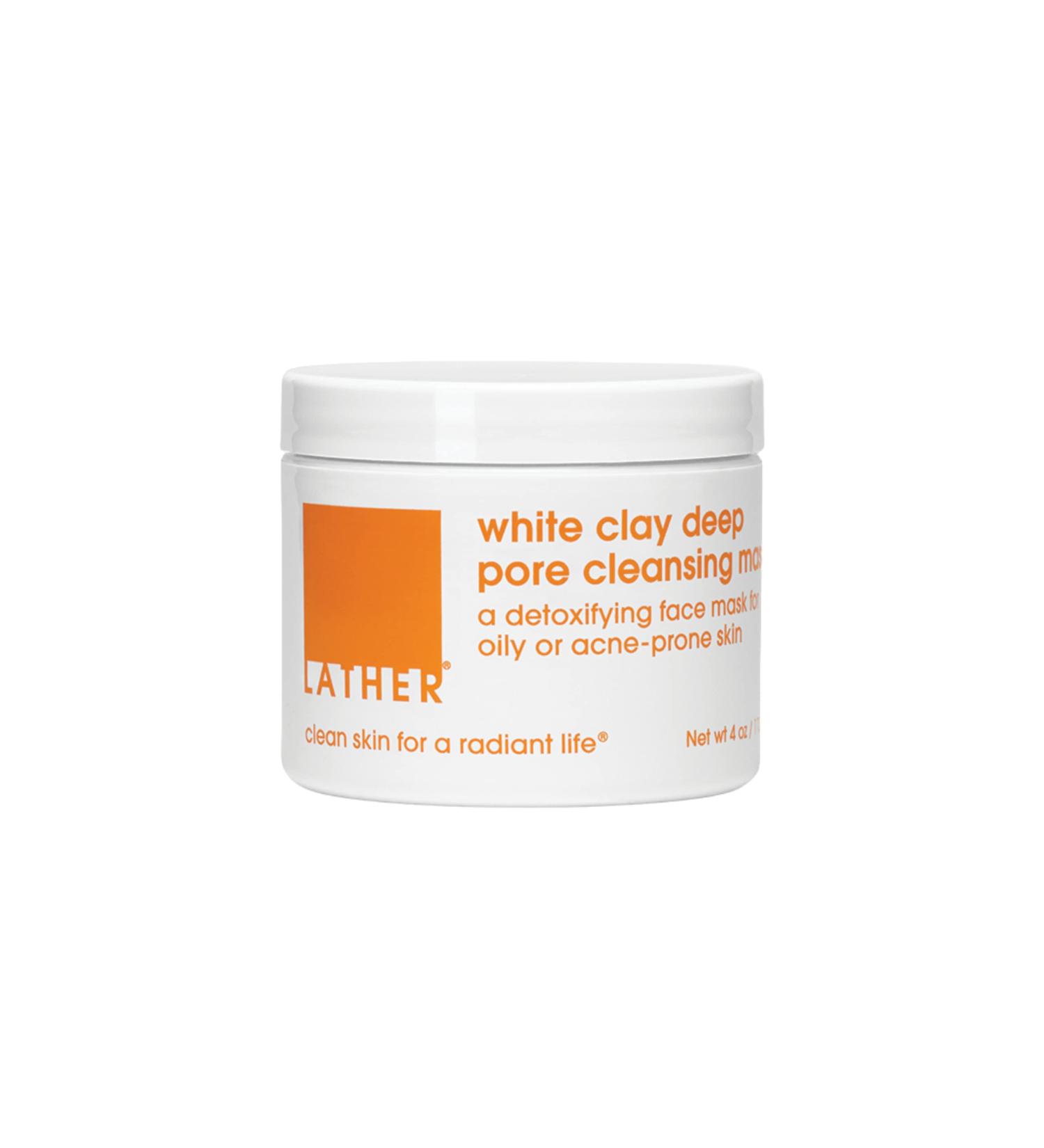 LATHER Clay Deep Pore Cleansing Face Mask | Detoxifying Bentonite Clay for Oily & Acne-Prone Skin | 4 Oz | International Shipping Available - Buy Online on SooperMarket.com