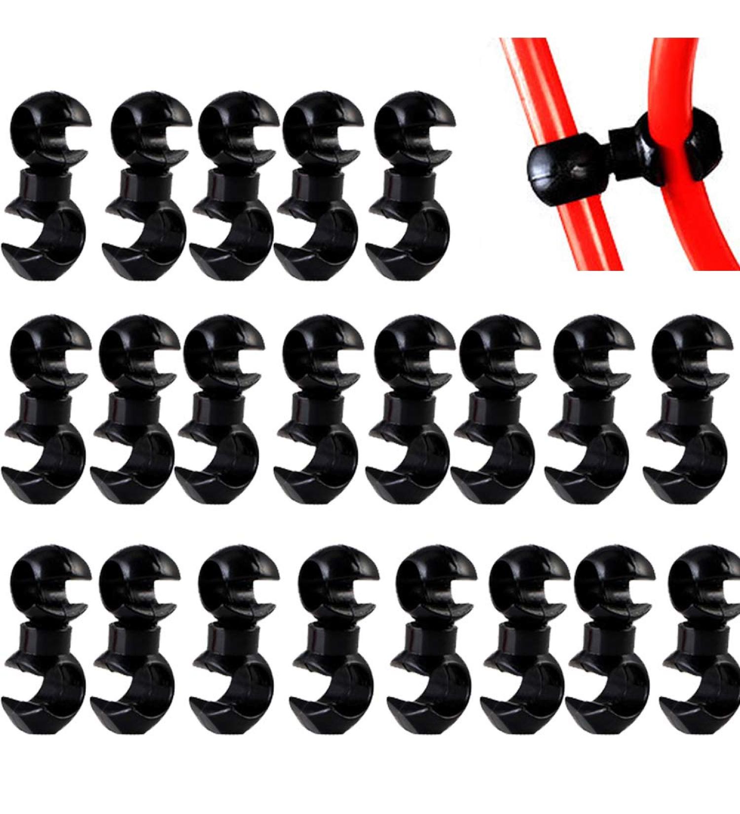 20PCS Bike Cable Clips - Plastic Rotating S-Hook Clips for MTB Brake Gear Housing - Buy Online on SooperMarket.com