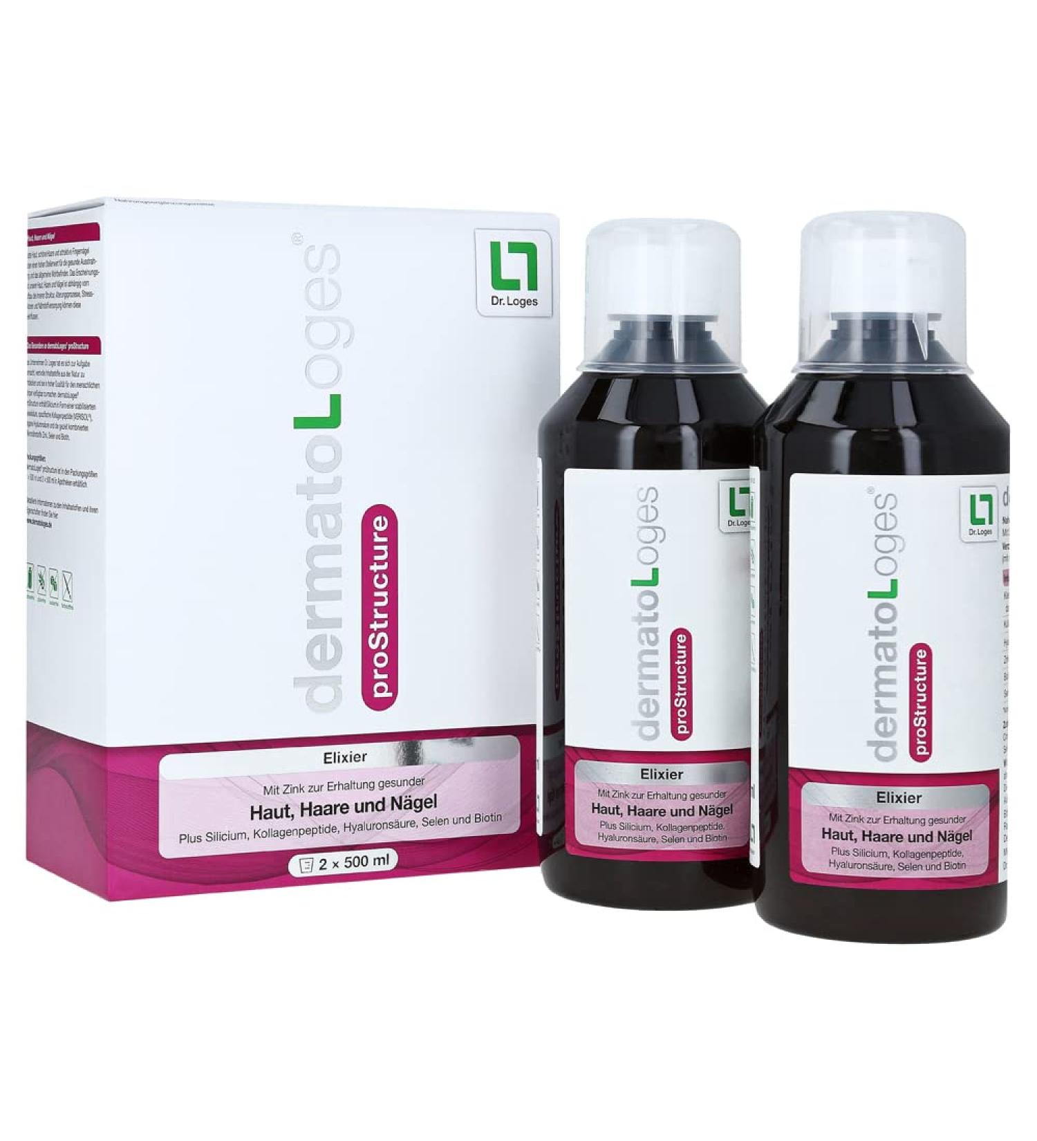 dermatoLoges proStructure - 2 x 500 ml - The 3-in-1 structural elixir for attractive skin hair nails 500 ml (pack of 2)