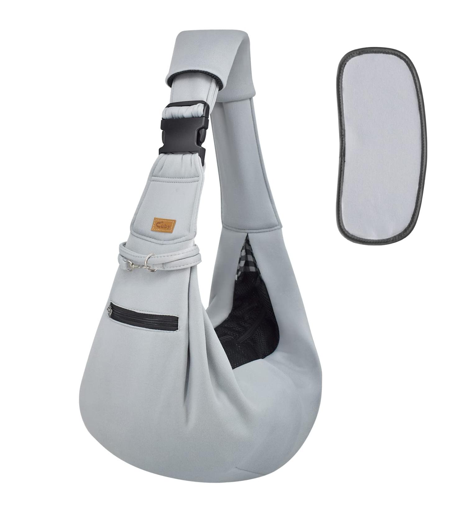 Cuby Dog Carrier Bag for Small Dogs | Breathable Cotton Travel Bag | Safe & Convenient for Pets (Gray-White) - Buy Online on SooperMarket.com