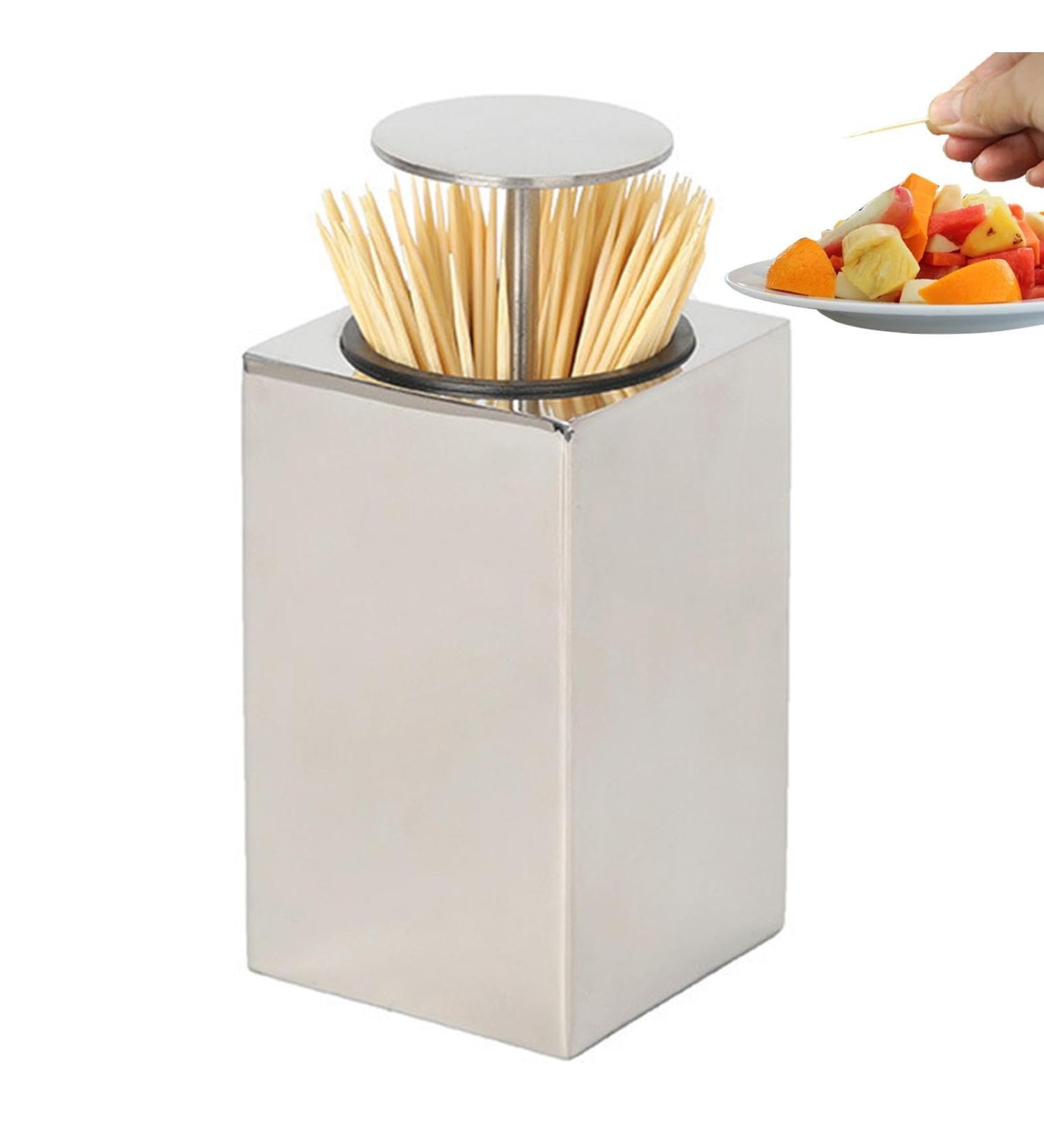 Calakono Stainless Steel Toothpick Holder - Stylish Press Dispenser for Home Bars Clubs & Caf s | International Shipping Available - Buy Online on SooperMarket.com