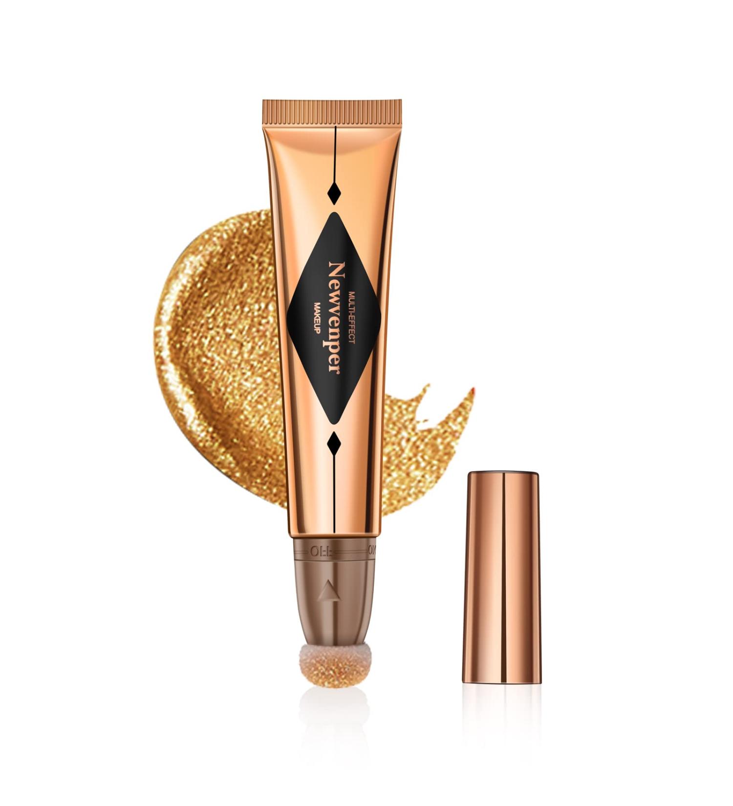 Gold Liquid Highlighter Beauty Wand with Cushion Applicator - 15g | Long Lasting Shimmer Finish Makeup Stick - Face Illuminator Luminizer - Buy Online on SooperMarket.com