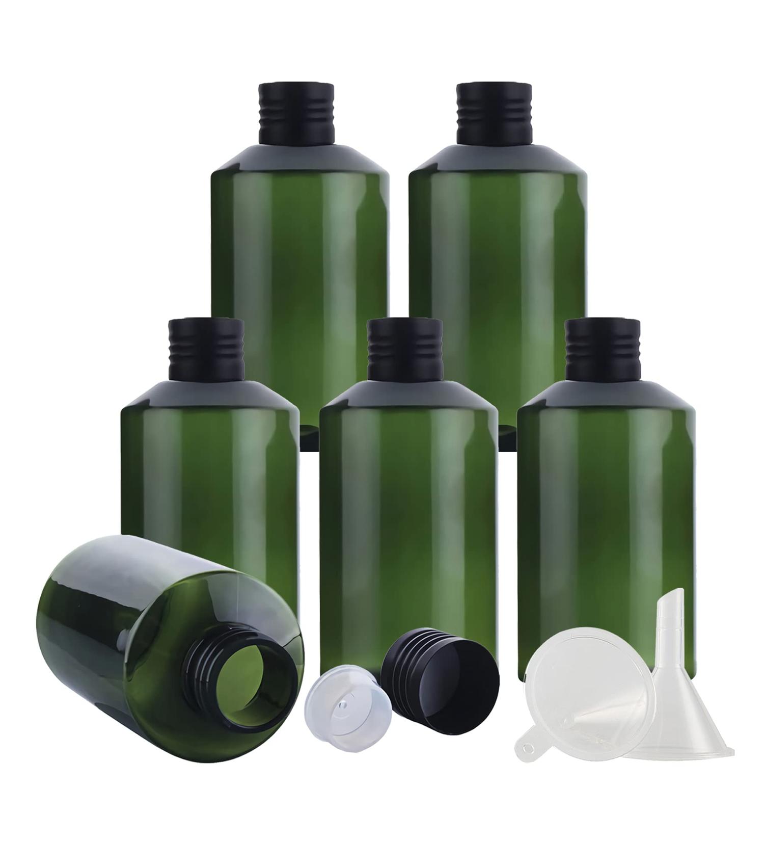 Tianzd 6-Pack 150ml Green Plastic Bottles with Black Aluminum Caps & Orifice Reducers - Ideal for Essential Oils & Makeup Remover - Buy Online on SooperMarket.com