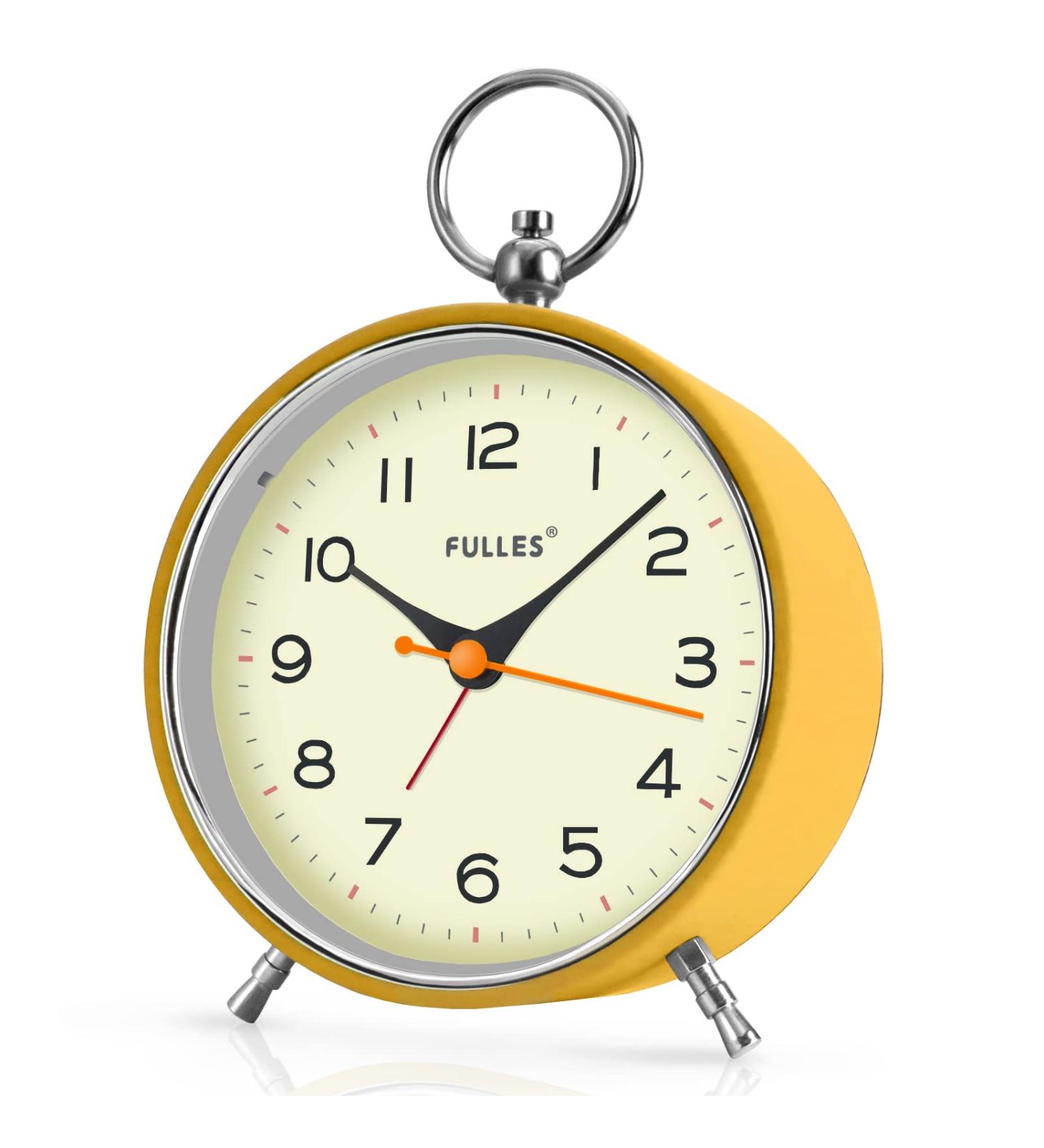 Tenock Retro Alarm Clock - Silent Loud for Deep Sleepers Night Light & Snooze Battery Operated Radiation-Free Yellow - Ideal for Bedroom & Living Room - Buy Online on SooperMarket.com