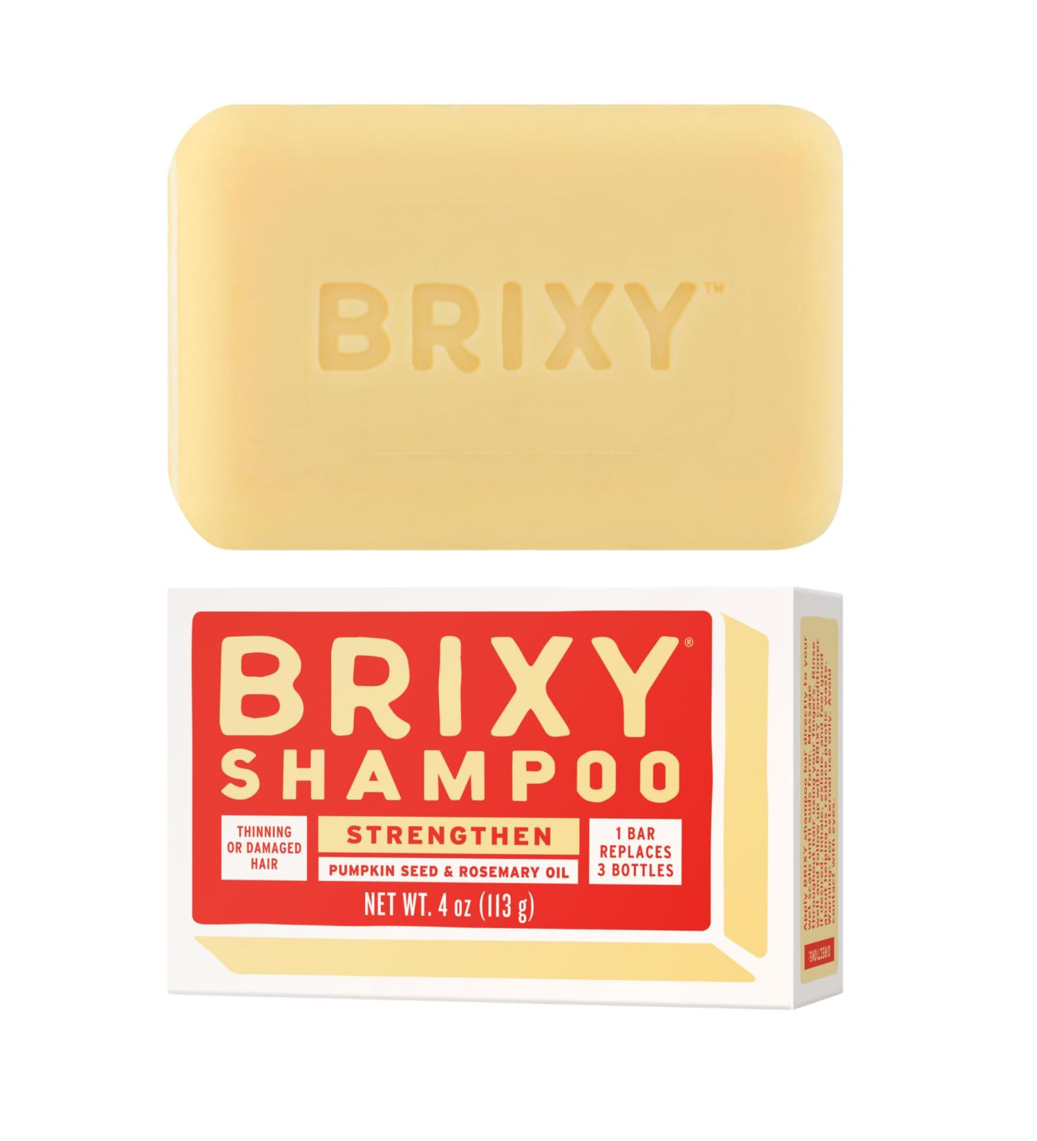 BRIXY Strengthening Shampoo Bar for Thinning Hair | Pumpkin Seed Oil & Rosemary | Vegan pH Balanced Plastic Free - Buy Online on SooperMarket.com