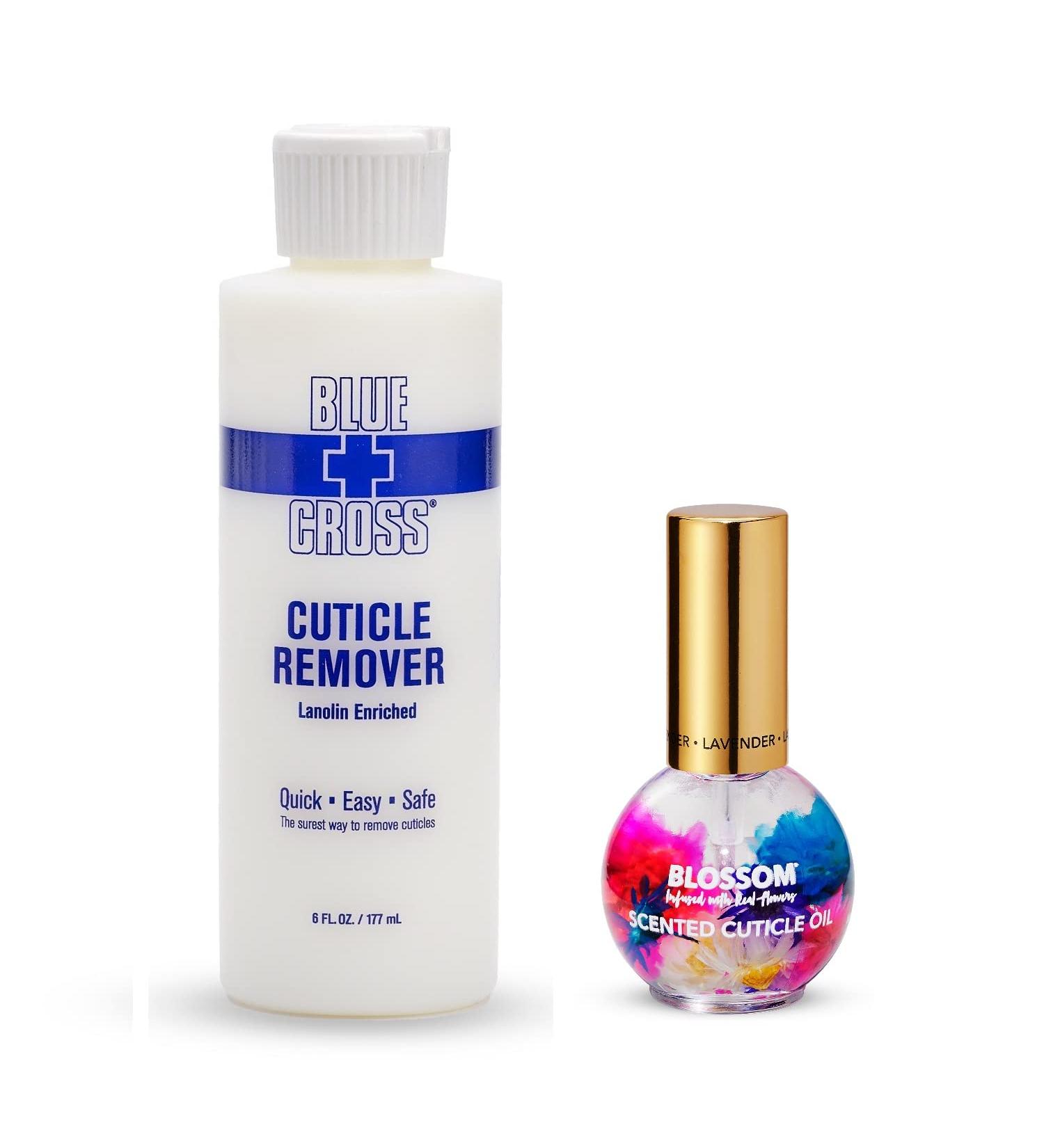 Blossom Lavender Cuticle Oil & Blue Cross Cuticle Remover Bundle - 0.42oz & 6oz - Made in USA - Buy Online on SooperMarket.com