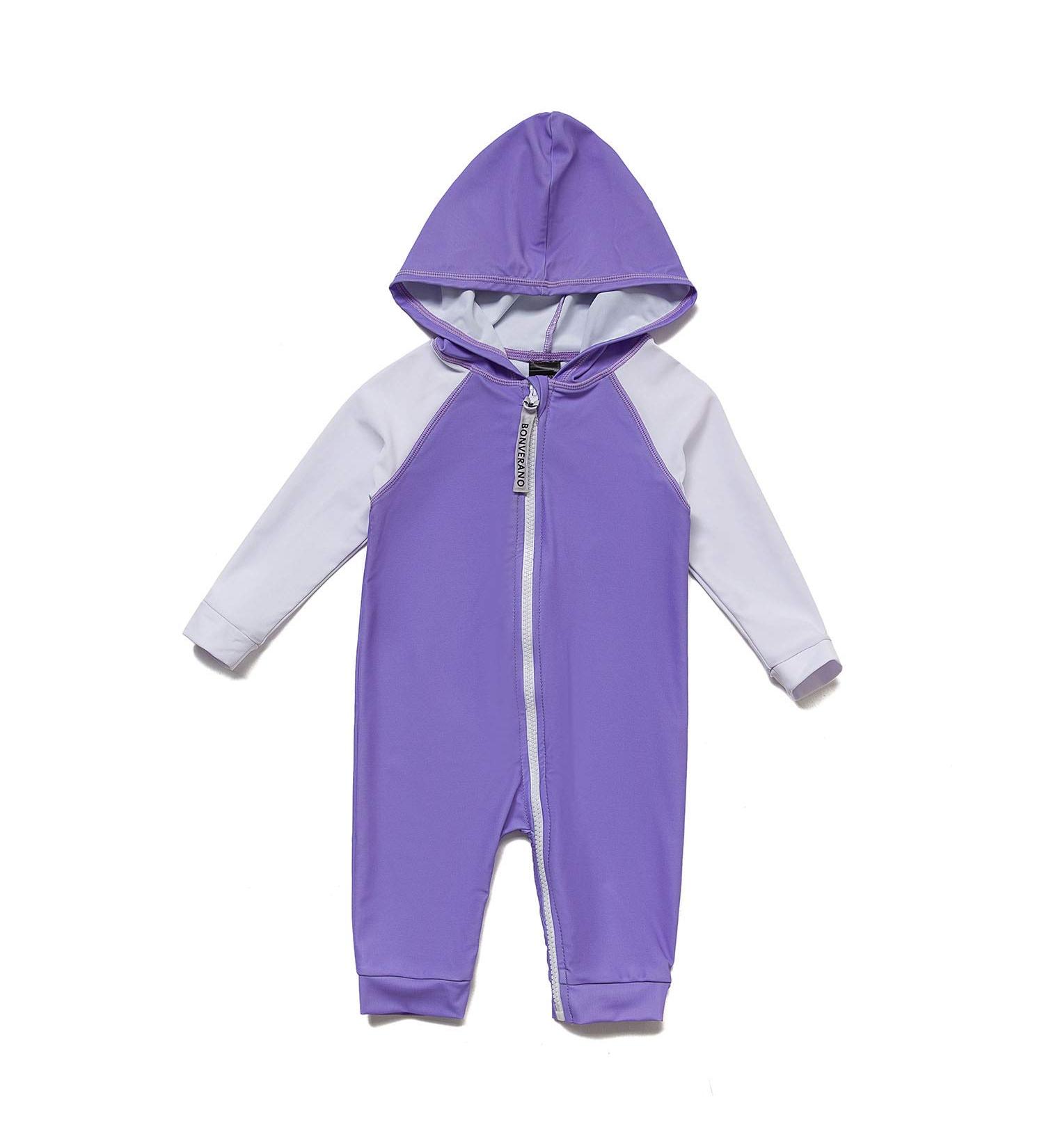 BONVERANO Baby Boys Swimsuit | UPF 50+ Sun Protection | Full-Zip Hoodie | Purple | 6-9 Months - Buy Online on SooperMarket.com