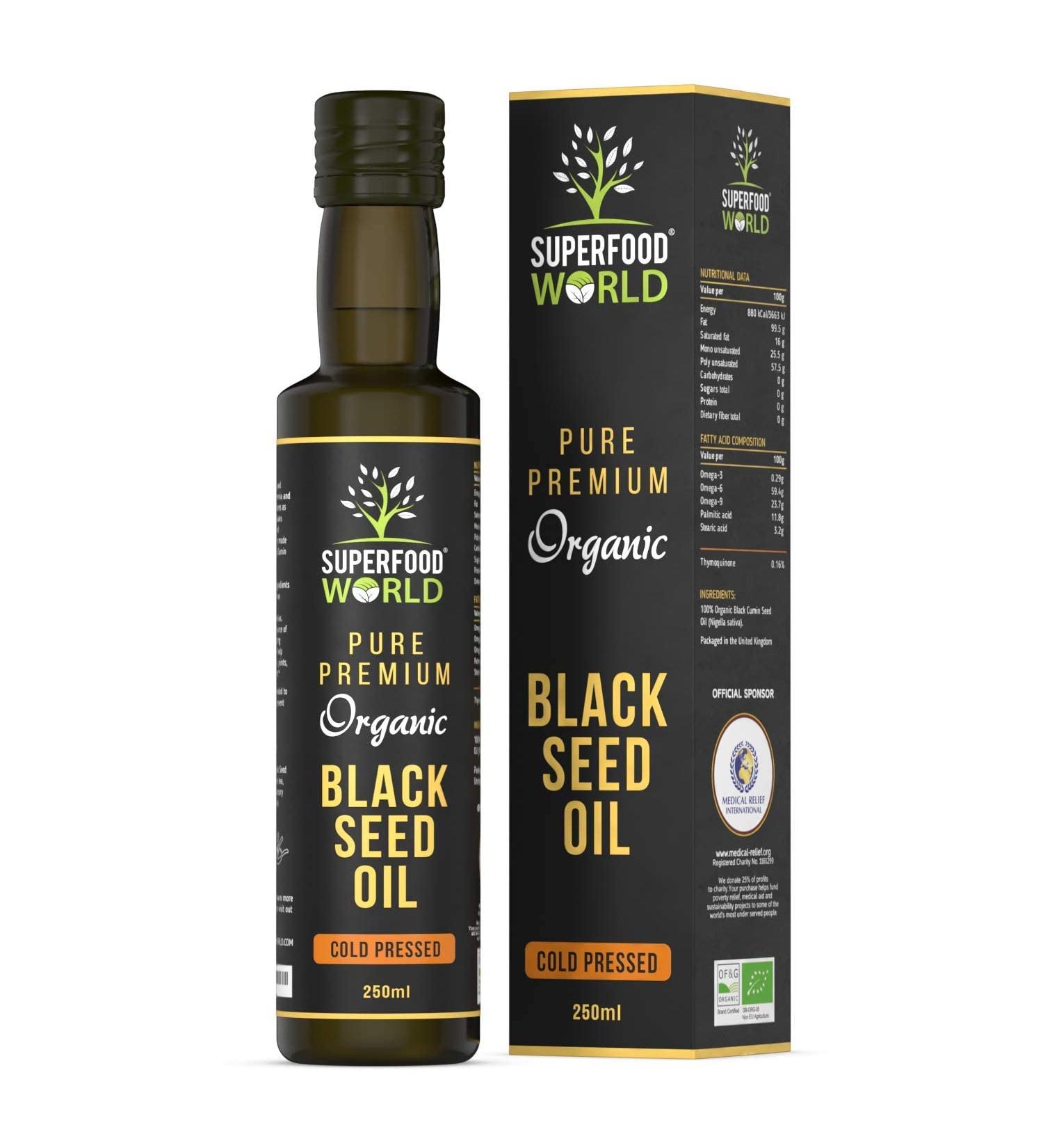 Organic Black Seed Oil 250ml - 100% Pure Cold Pressed Nigella Sativa Seed Oil - Buy Online on SooperMarket.com