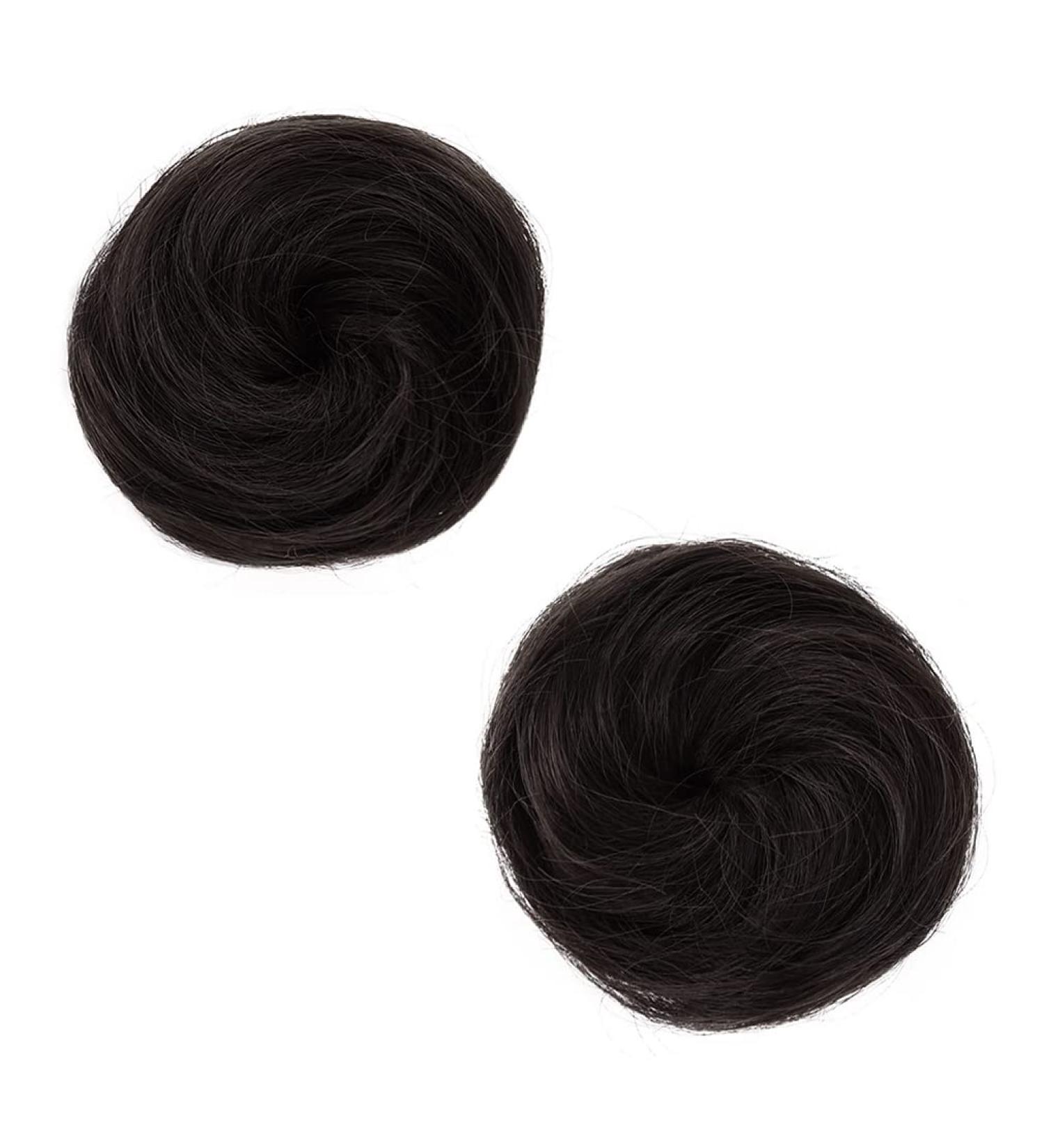 REECHO Space Bun Hair Pieces Mini Claw Clip in Messy & Cat Ears Fake Hair Bun Extensions - Pack of 2-3 Straight Black Brown - Buy Online on SooperMarket.com