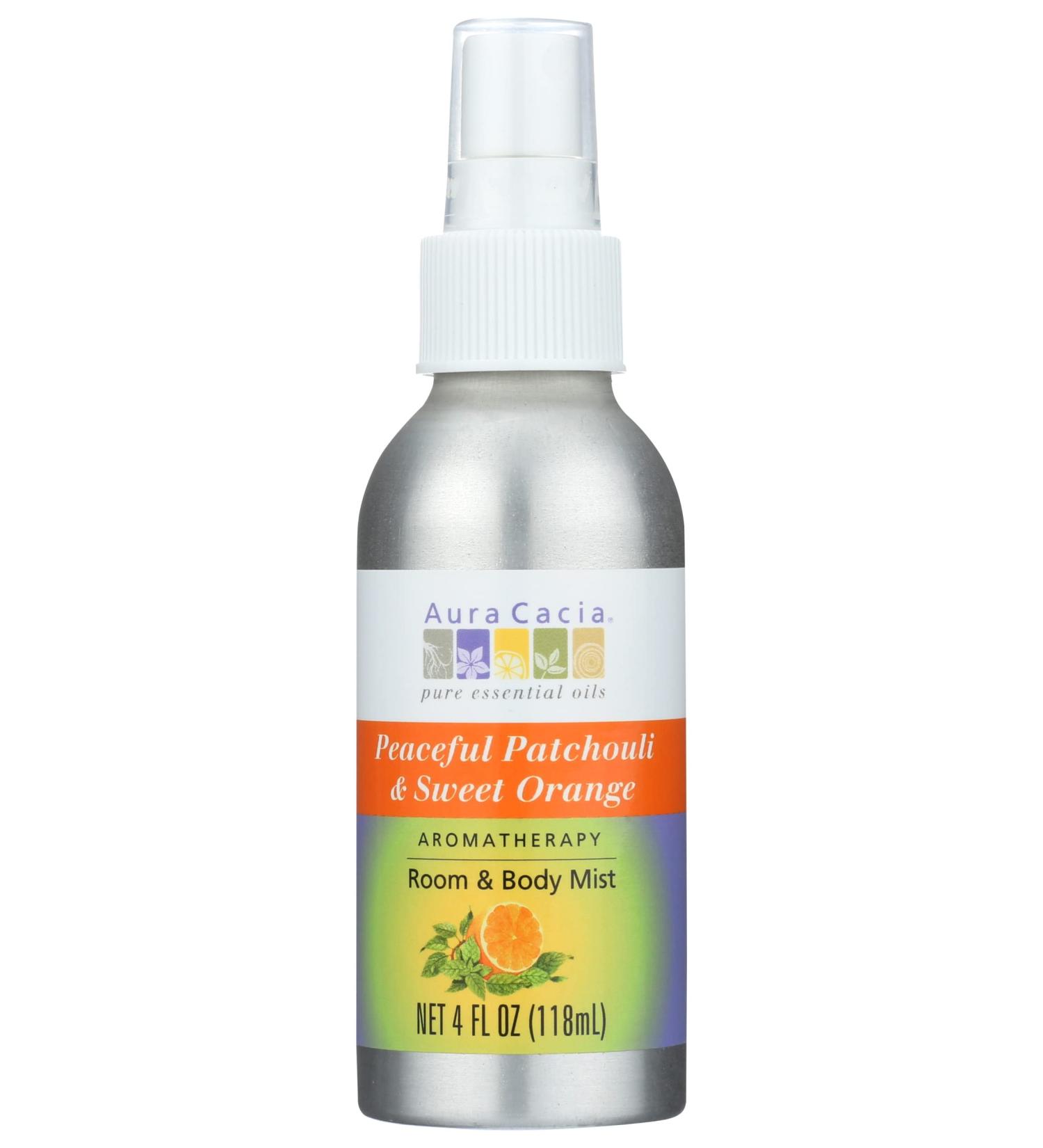 Aura Cacia Peaceful Patchouli And Sweet Orange Aroma Mist No Synthetic Fragrances 4 Ounce (Pack Of 3)