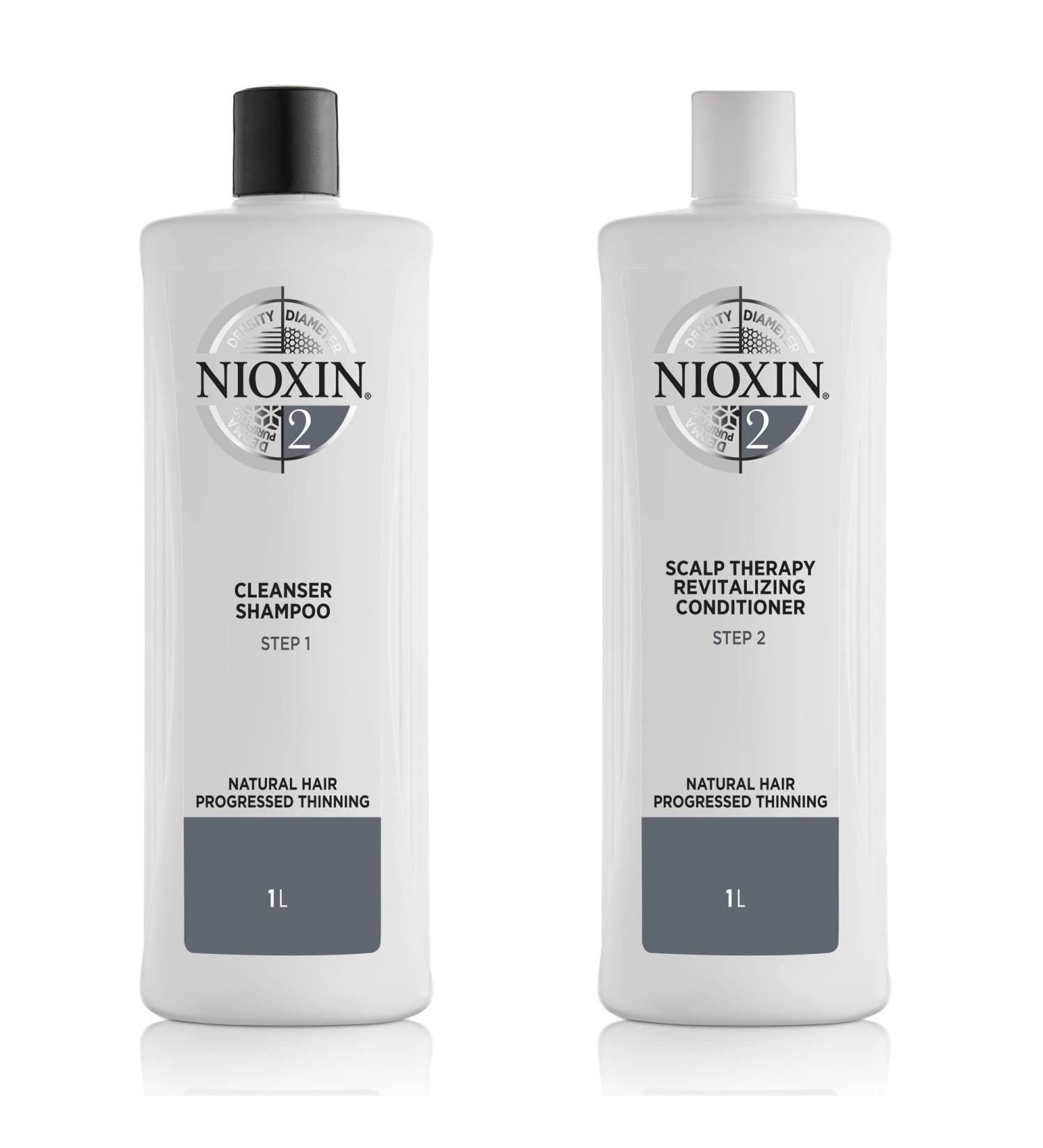 Nioxin System 2 Cleanser Shampoo and Scalp Therapy Conditioner for Natural Hair with Progressed Thinning - Buy Online on SooperMarket.com