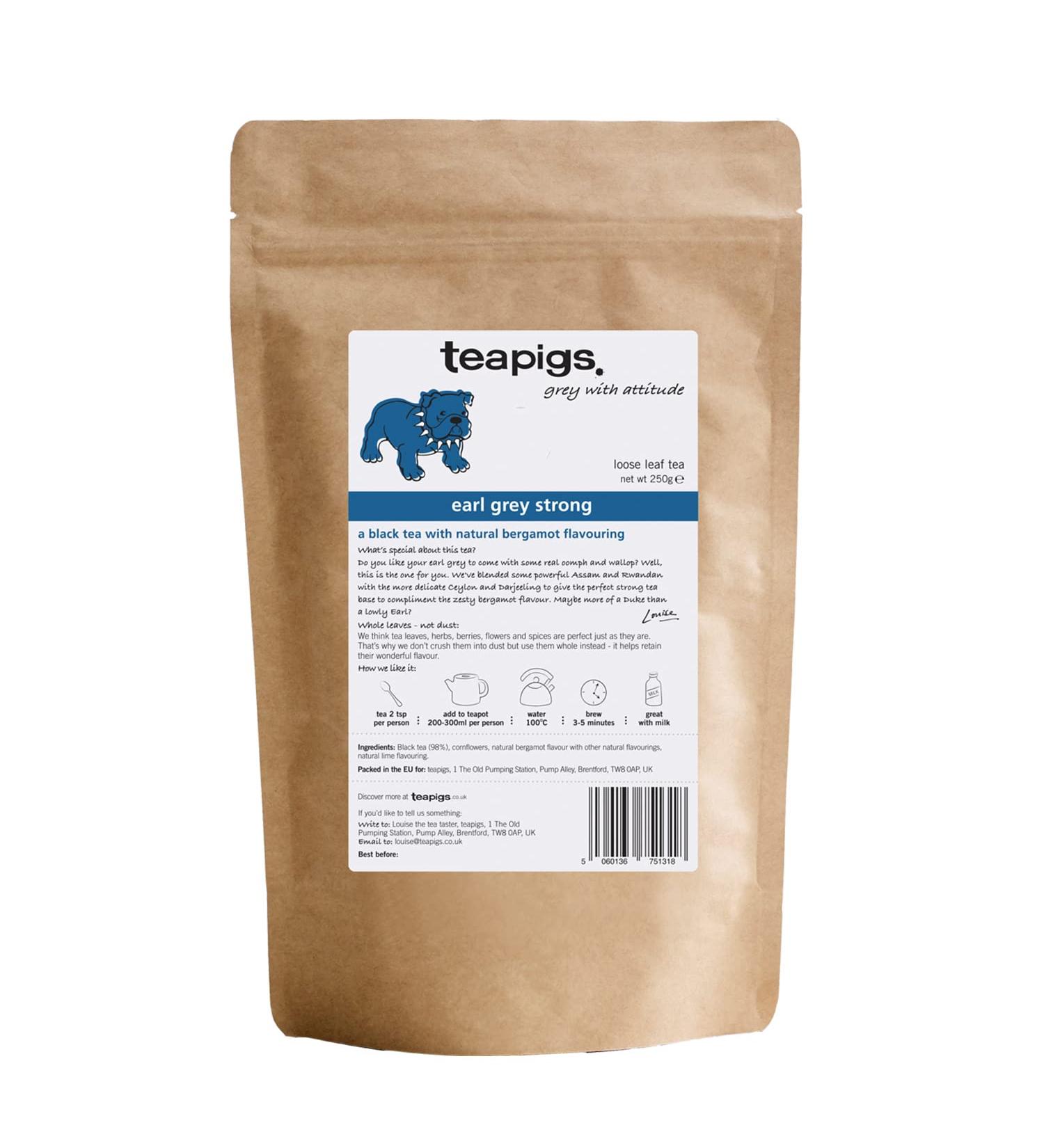 Teapigs Earl Grey Strong Loose Leaf Tea - 250g | Whole Leaf Blend of Darjeeling, Assam, Rwandan & Ceylon Teas | Aromatic English Tea - 100 Servings - Buy Online on SooperMarket.com