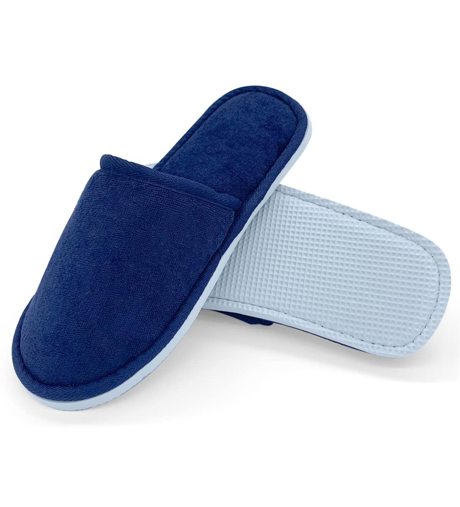 Buy Jomix Unisex Washable Terry Slippers - 2 Pair Set for Guests | Travel & Hotel Use | Rustchfeste 36/37 EU | Lightweight Bathing Shoes - Blue - Buy Online on SooperMarket.com