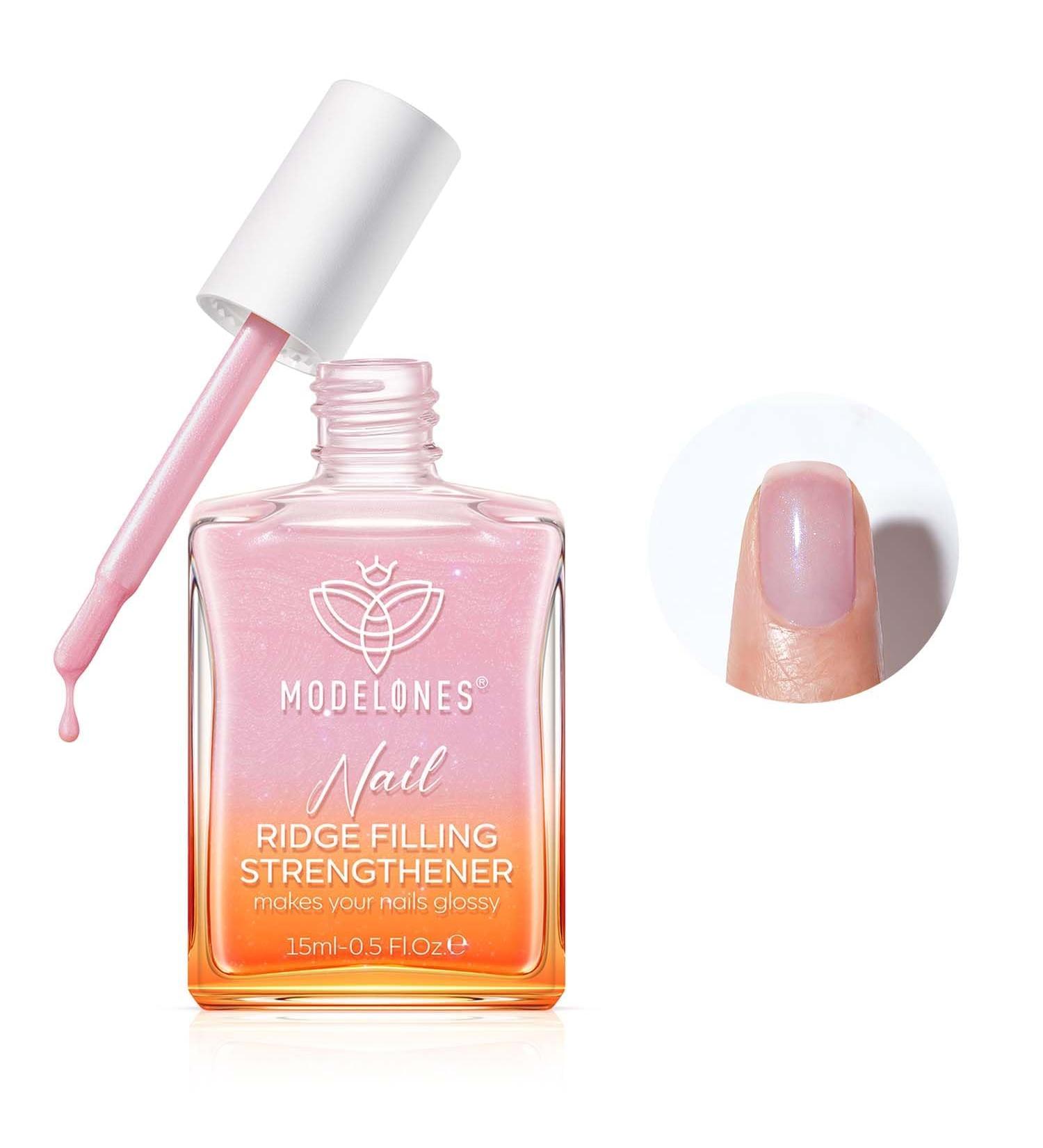 Modelones 15ml 8-in-One Nail Ridge Filler Strengthener Base Coat Nail Polish Repair Nail Growth Treatment for Thin and Damaged Nails Pink Glow - Buy Online on SooperMarket.com