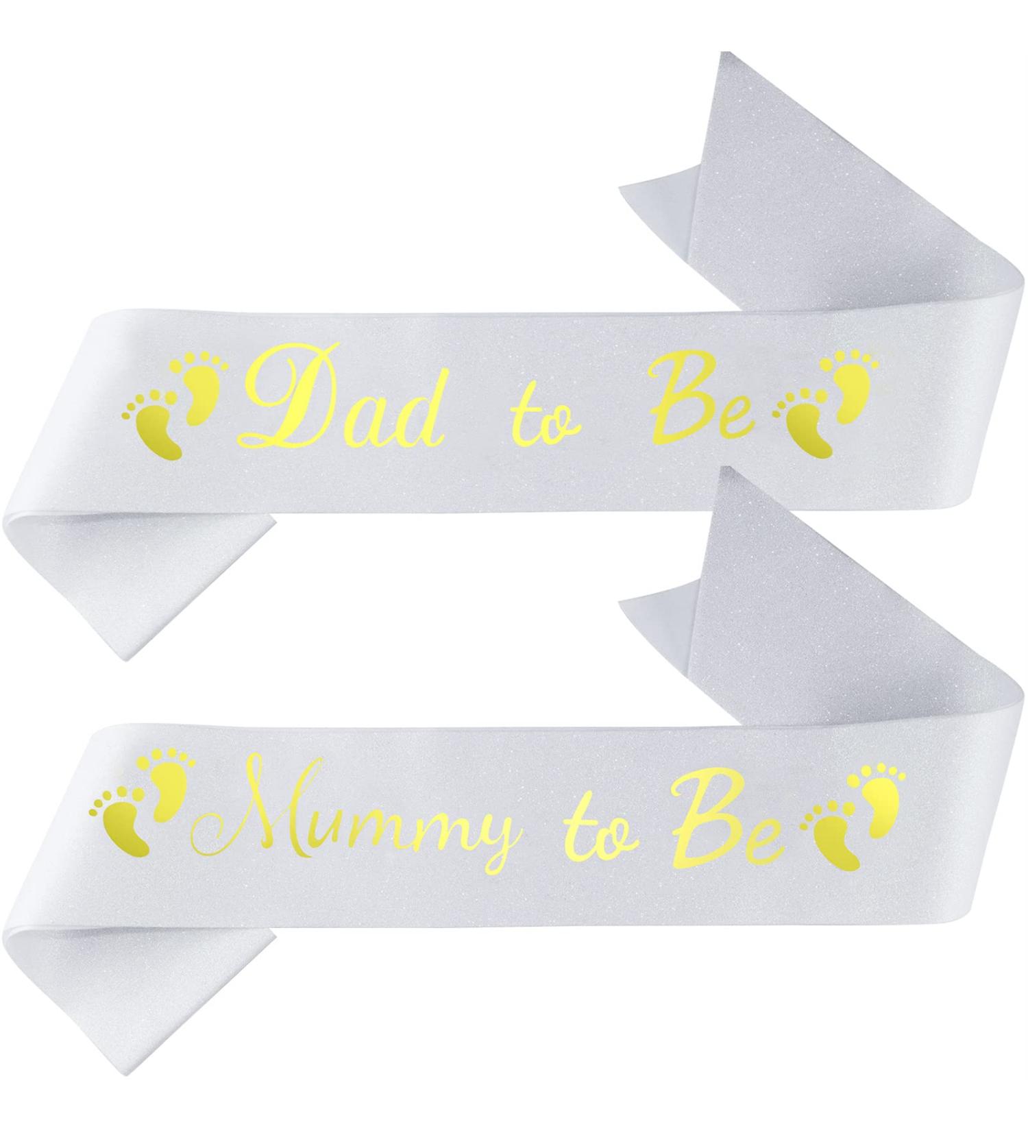 Mom to Be Sash Mommy To Be Satin Sash and Daddy To Be Satin Sash Shiny Baby Shower Sashes White Mummy To Be Sashes for Party Decoration 2pcs - Buy Online on SooperMarket.com