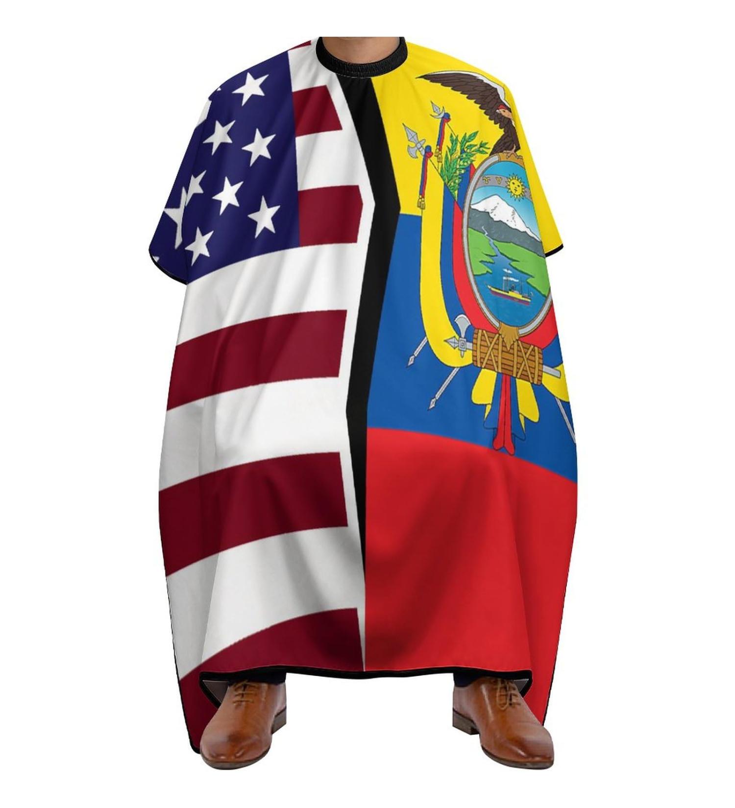 American & Ecuador Flag Barber Cape - Adult Haircut Apron for Home Salon & Barbershop | Premium Quality Hairdressing Cape - Buy Online on SooperMarket.com