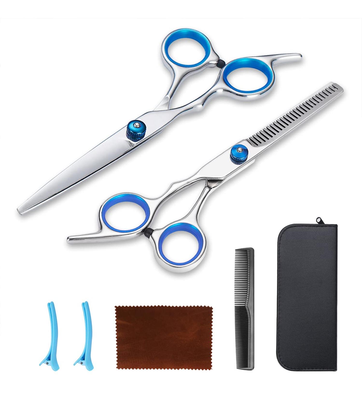 Kyraton Professional Barber Hair Scissors Shears Set with Cutting Scissors  Thinning Scissors  Comb  Clips  lubricating oil  Cleaning Cloth  Case  Premium Hairdressing Shears For Salon and Home. 4.Haircut Set - Buy Online on SooperMarket.com