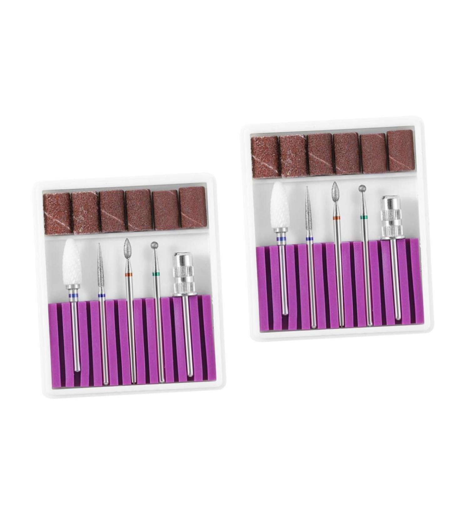 POPETPOP 2 Sets Nail Drill Bits Nail Tools Manicure Tools Natural Nails Pedicure Tools Nail Drill Tool Nail File Bits Faux Nails Artificial Nails Nail Drill Heads 5 Piece Set Alloy Purple 6.5x5.5cmx2pcs Purplex2pcs - Buy Online on SooperMarket.com