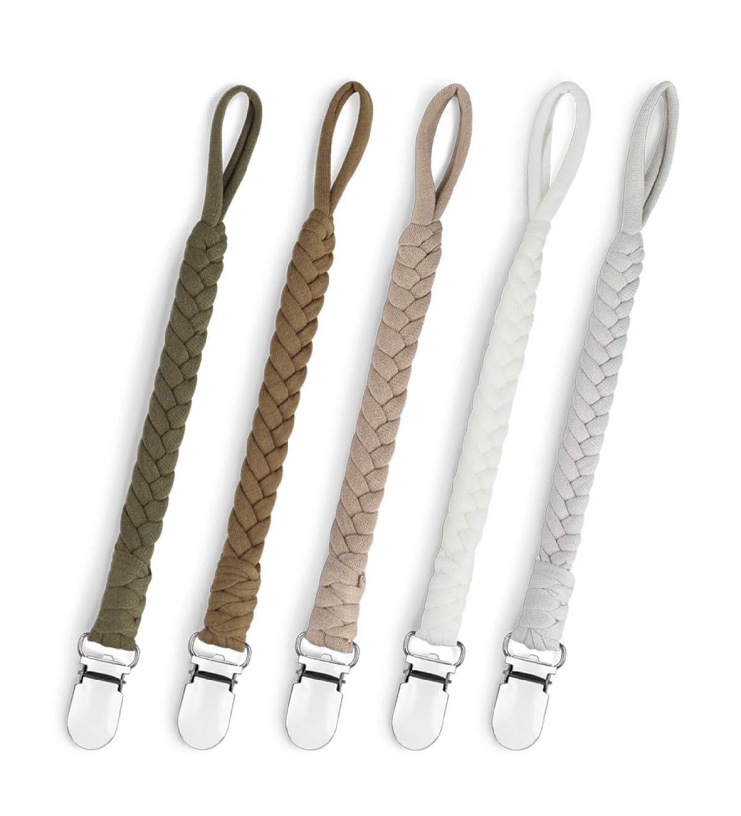 Pacifier Clip Set - Handmade Braided Binky Holder Leash for Boys and Girls - Fits All Pacifiers - Modern Unisex Baby Gift - 5 Pack - Buy Online on SooperMarket.com