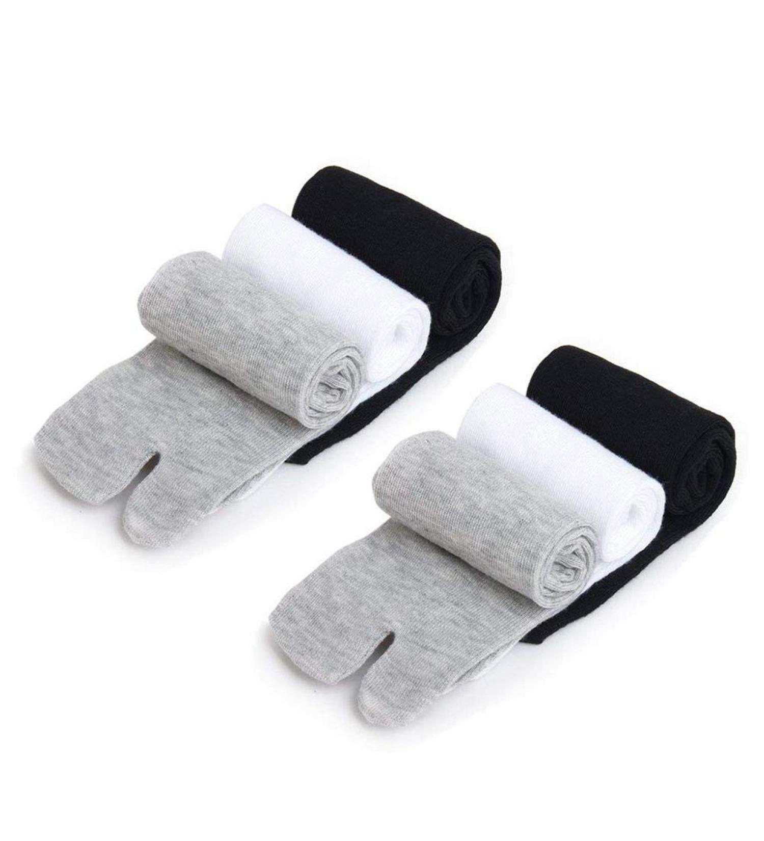Flip Flop Socks - Elastic Cotton Split-Toe Tabi Socks for Fun Casual Style | 3 Pack (Black White Gray) - Trendy & Comfortable - Buy Online on SooperMarket.com