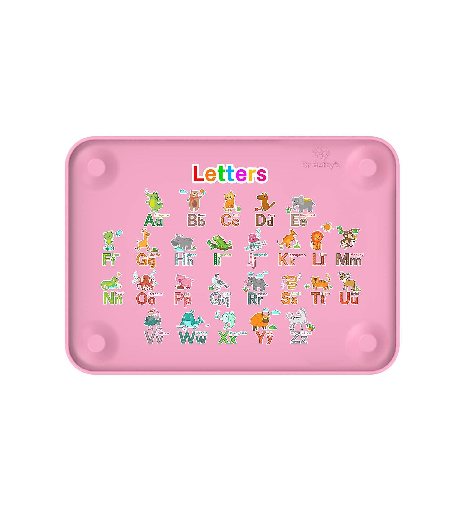 Dr. Betty's Educational Silicone Placemat for Babies, Toddlers, Kids - Non-Slip, Dishwasher Safe, Food Grade | Pink Letters - Buy Online on SooperMarket.com