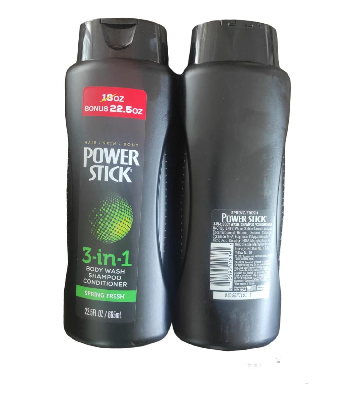 Power Stick 3-in-1 Shampoo Conditioner & Body Wash - Spring Fresh 22.5oz (665ml) | International Shipping Available - Buy Online on SooperMarket.com