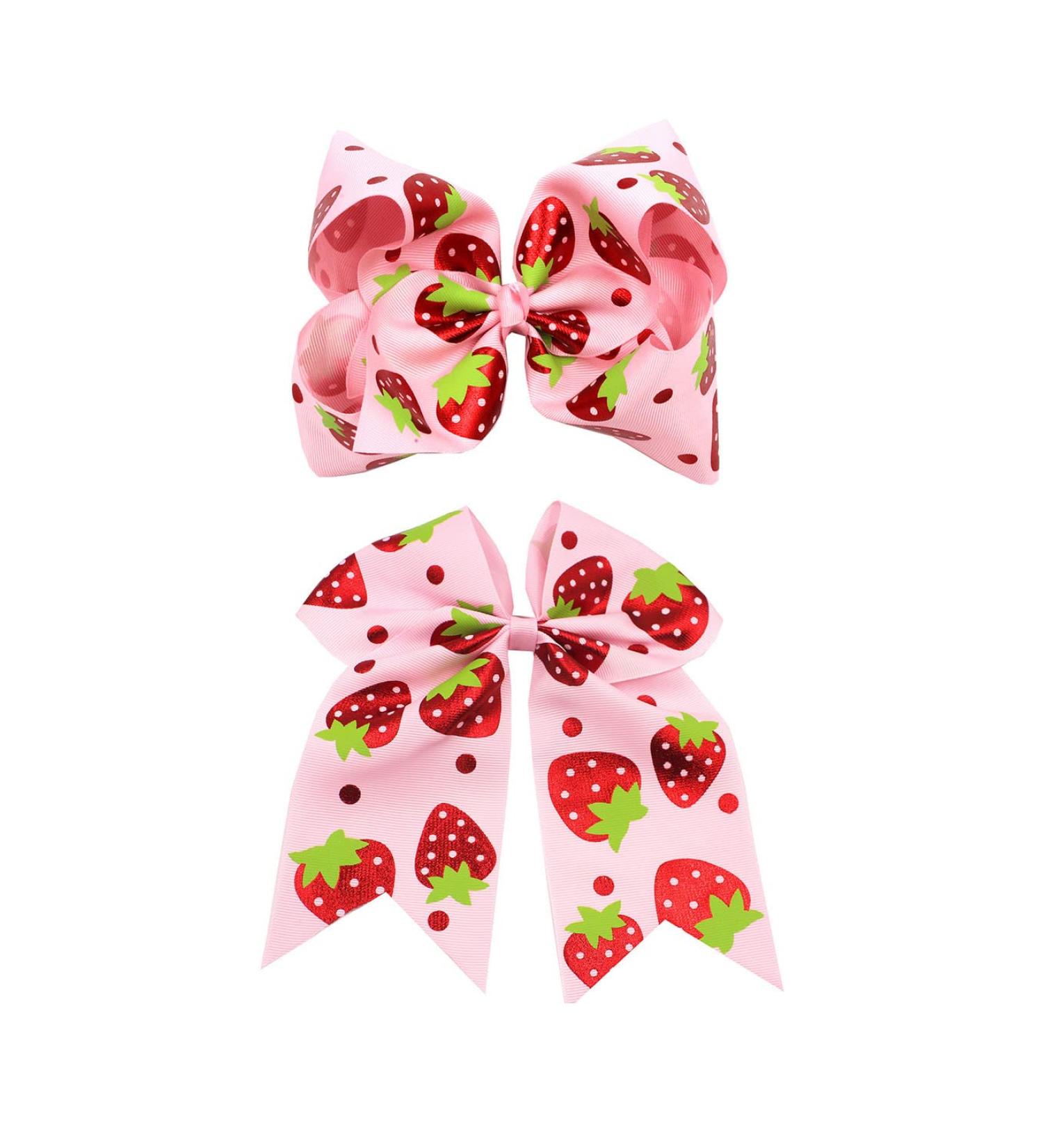 Strawberry Cheer Bow Ponytail Holder Jumbo Hair Tie Set BBG74 (2 Pcs) - Buy Online on SooperMarket.com
