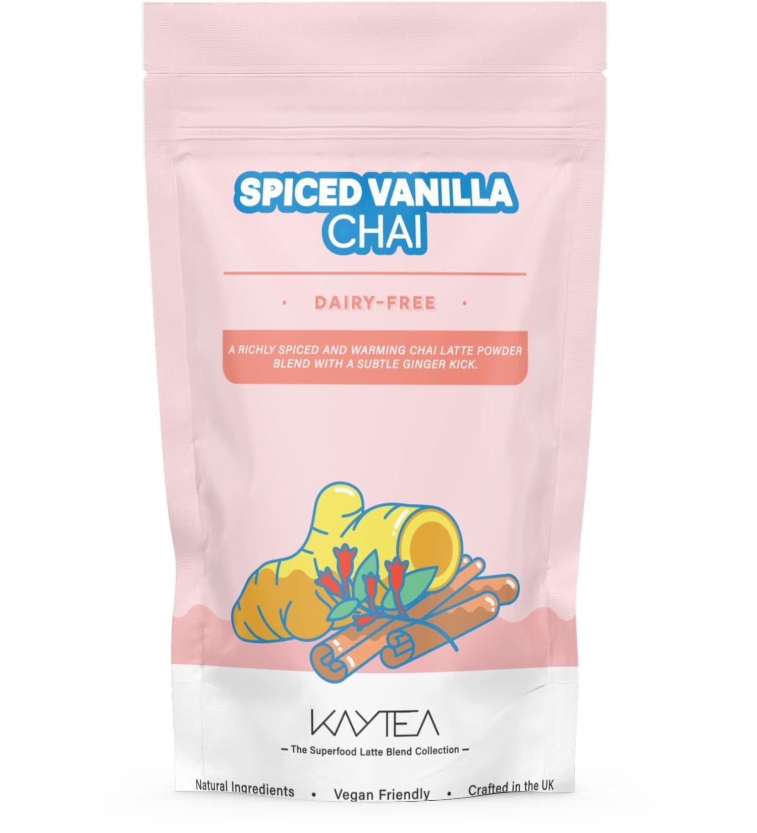 Spiced Vanilla Chai Latte Powder by KAYTEA - Vegan (Dairy-Free) - Added Ginger & Carob - Richly Spiced and Warming Chai - Superfood Latte Blend - 100g Pack (40+ Servings) Spiced Chai Latte - Buy Online on SooperMarket.com