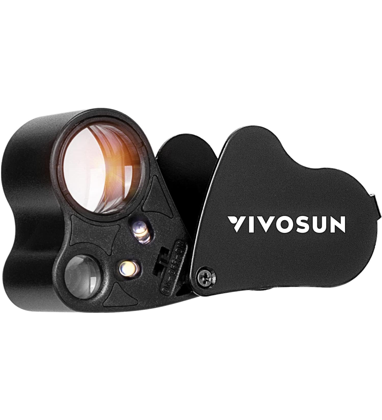 VIVOSUN Illuminated Jewelers Loupe 30X 60X Magnifier with LED Light - Black | for Jewelry, Gems, Watches, Coins, Stamps, Antiques | Foldable Design - 1 Pack - Buy Online on SooperMarket.com