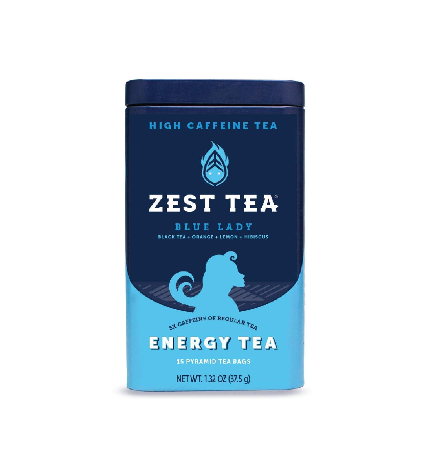Zest Tea Blue Lady Black Tea - High Caffeine Energy Blend | 135mg per Serving | Keto-Friendly | 15 Sachets - Buy Online on SooperMarket.com