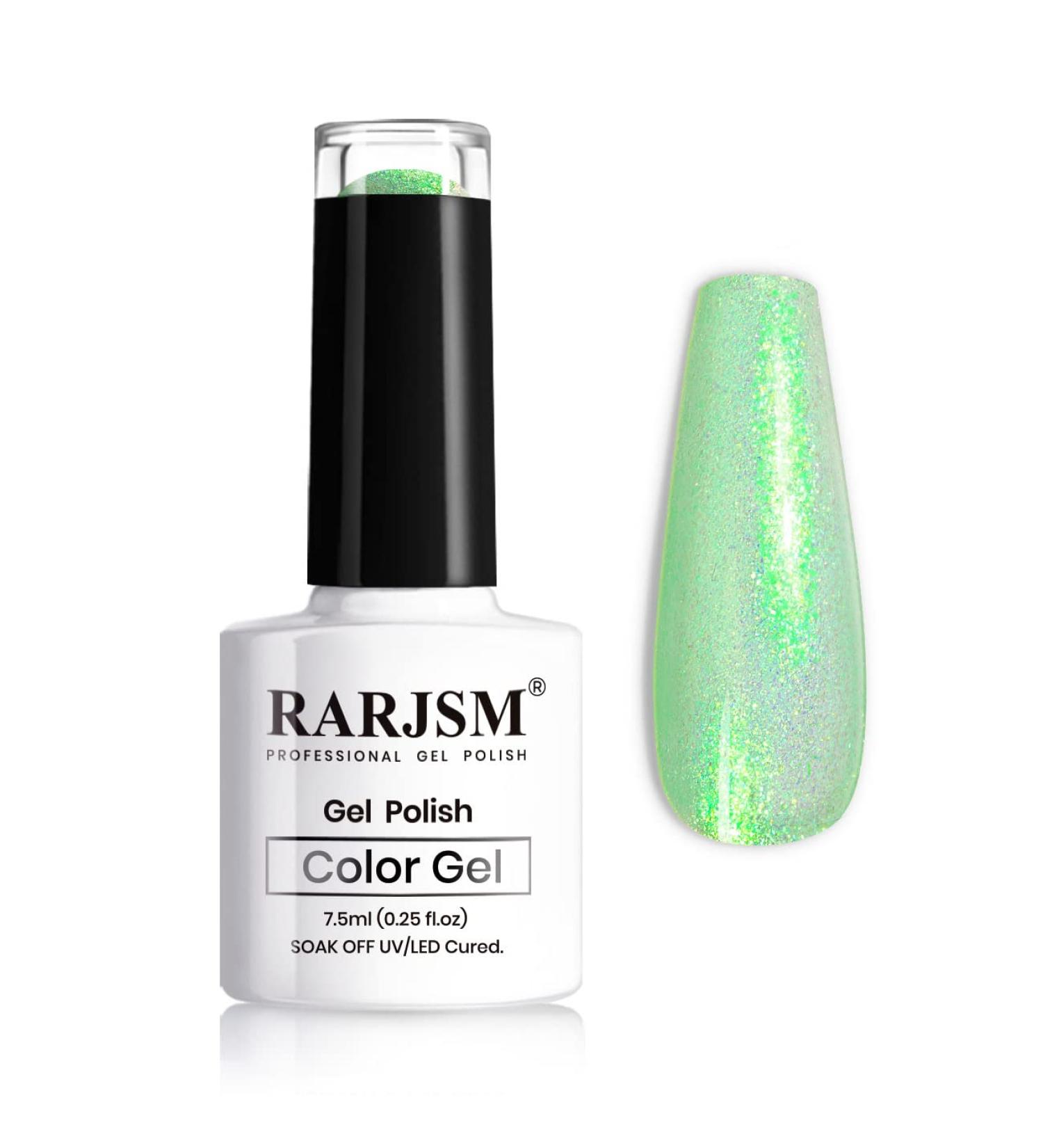 PEARL GLITTER GEL POLISH - Clear Green Shell Mermaid Effect | UV/LED Cured 7.5ml Gel Nail Polish for Shiny Pastel Nail Art Manicure - Buy Online on SooperMarket.com
